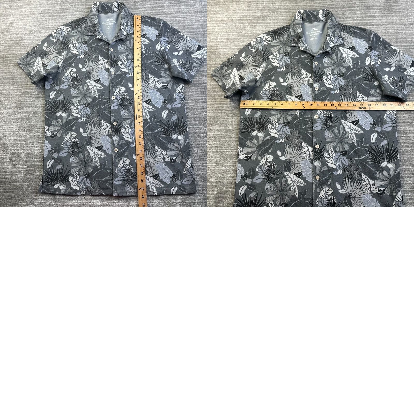Tommy Bahama Tommy Bahama Shirt Mens Island Zone Floral Button-Up Short Sleeve Gray Cotton Polyester Casual Size US M / EU 48-50 / 2 - 8 Thumbnail