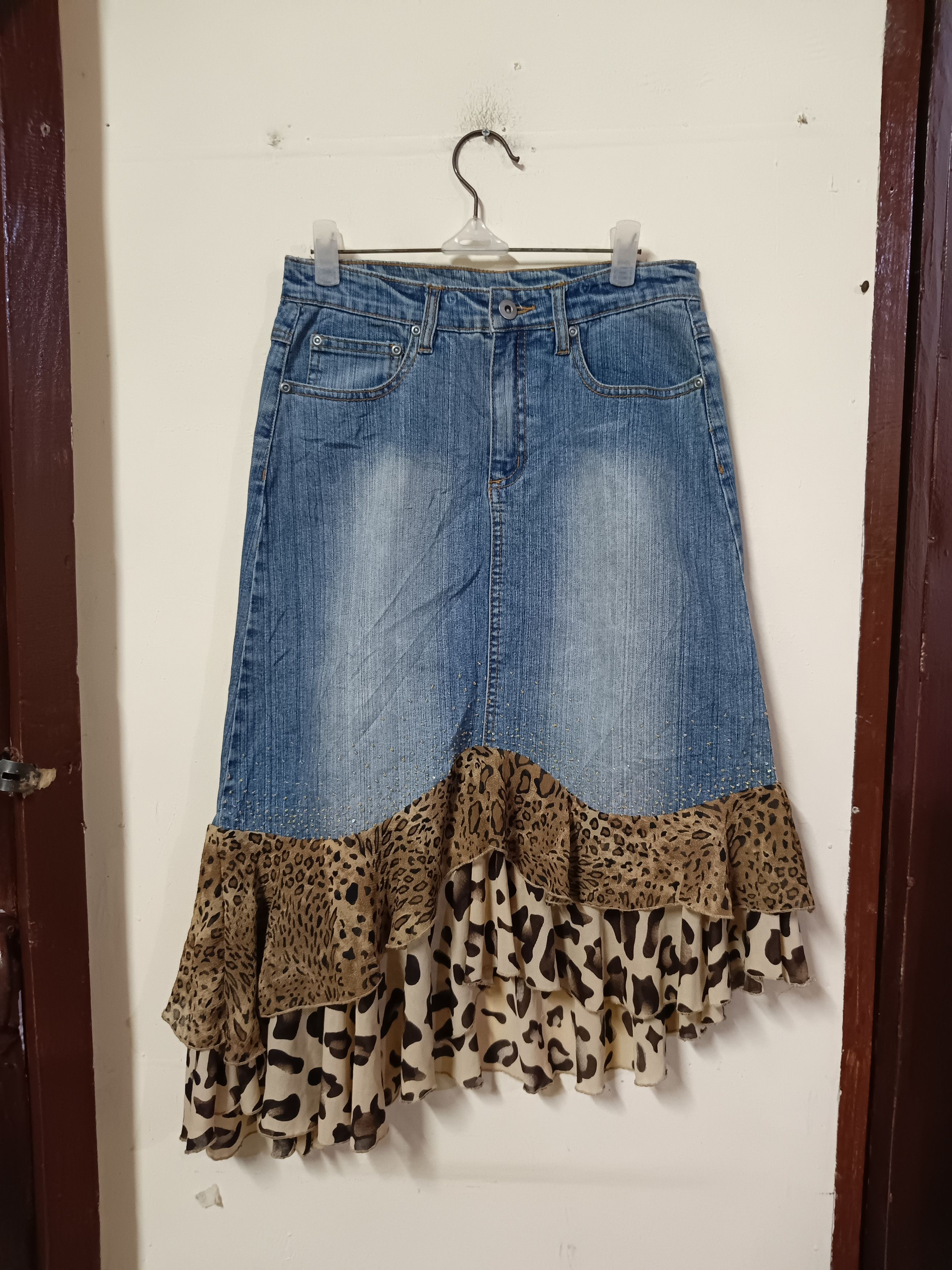 Other Y2k denim leopard print skirt Size 27" / US 4 / IT 40 - 1 Thumbnail