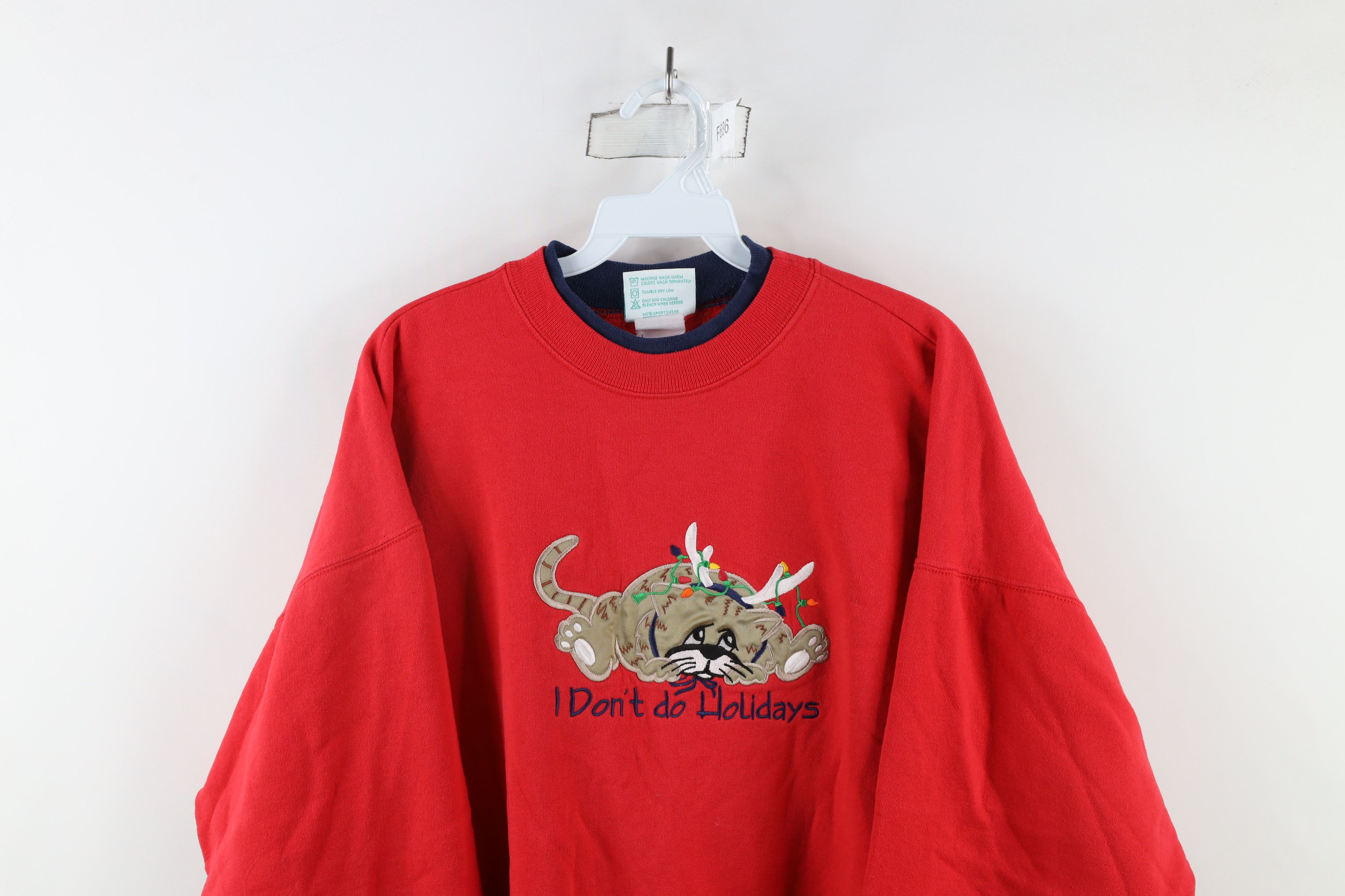Vintage Vintage 90s Holidays Cat Kitten Layered Sweatshirt USA Size XL / US 12-14 / IT 48-50 - 2 Thumbnail