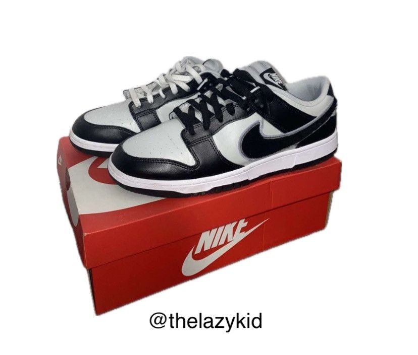 image of Jordan Nike Dunk Low Chenille Swoosh Black Grey Shoes in White/Black/Grey, Men's (Size 12)