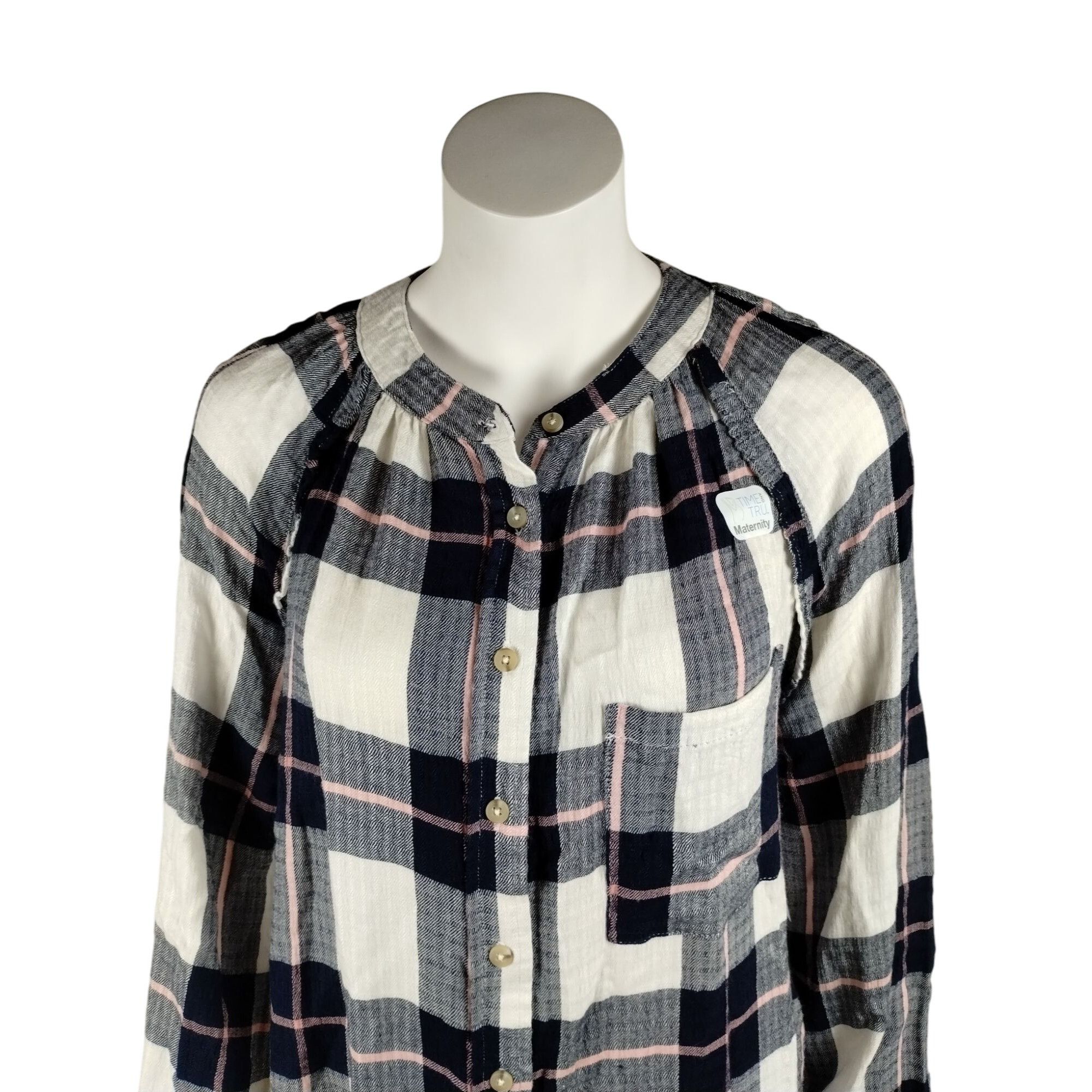 Other Time and Tru Maternity Misses Small Woven Button Up Top Blu Size S / US 4 / IT 40 - 4 Thumbnail