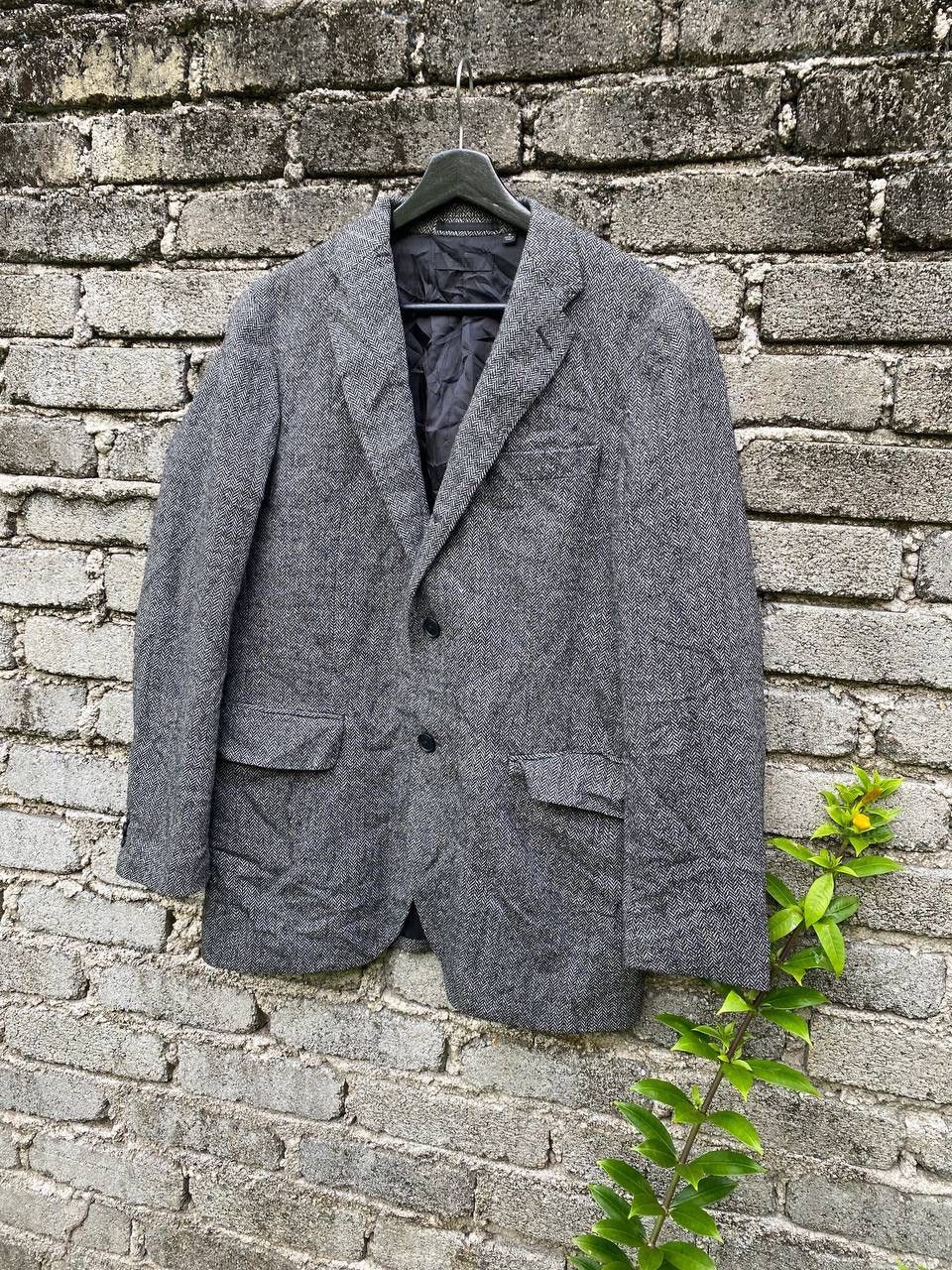 Uniqlo Uniqlo Grey Herringbone Wool Blazer Size US M / EU 48-50 / 2 - 2 Thumbnail