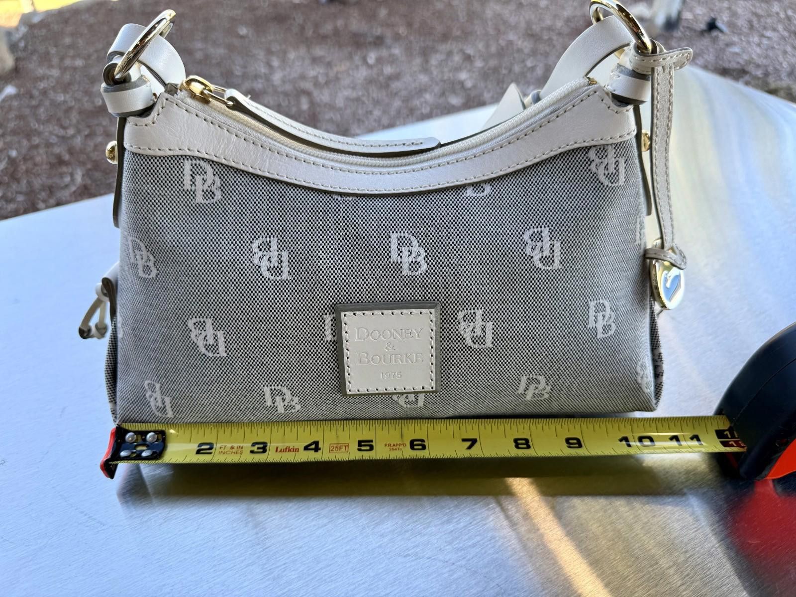 Dooney & Bourke Dooney & Bourke White Leather/Canvas HoboBag Matching Wallet Size ONE SIZE - 11 Thumbnail