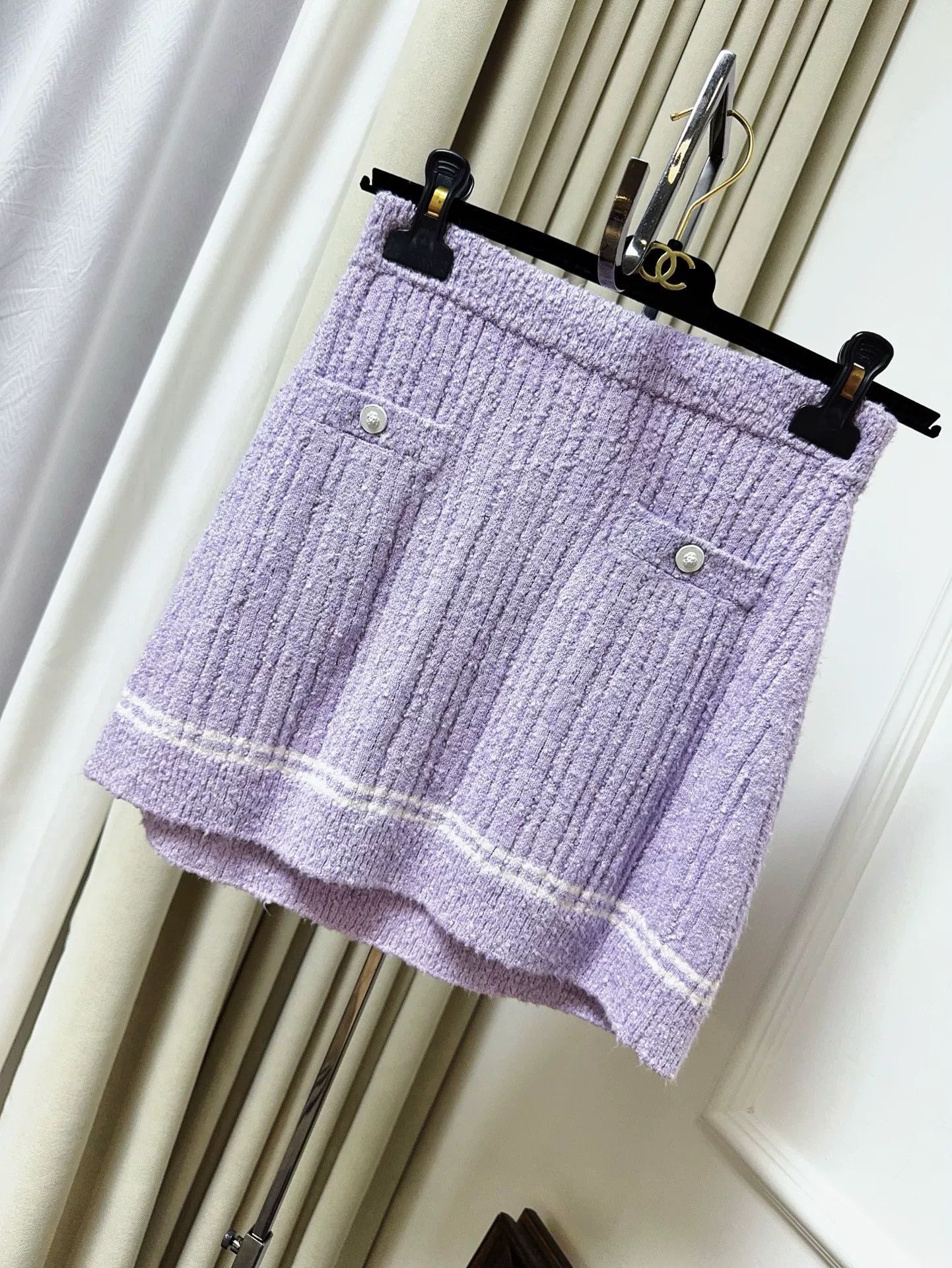 Chanel purple knitted mini skirt by Chanel Size US 36 / EU 52 - 1 Thumbnail