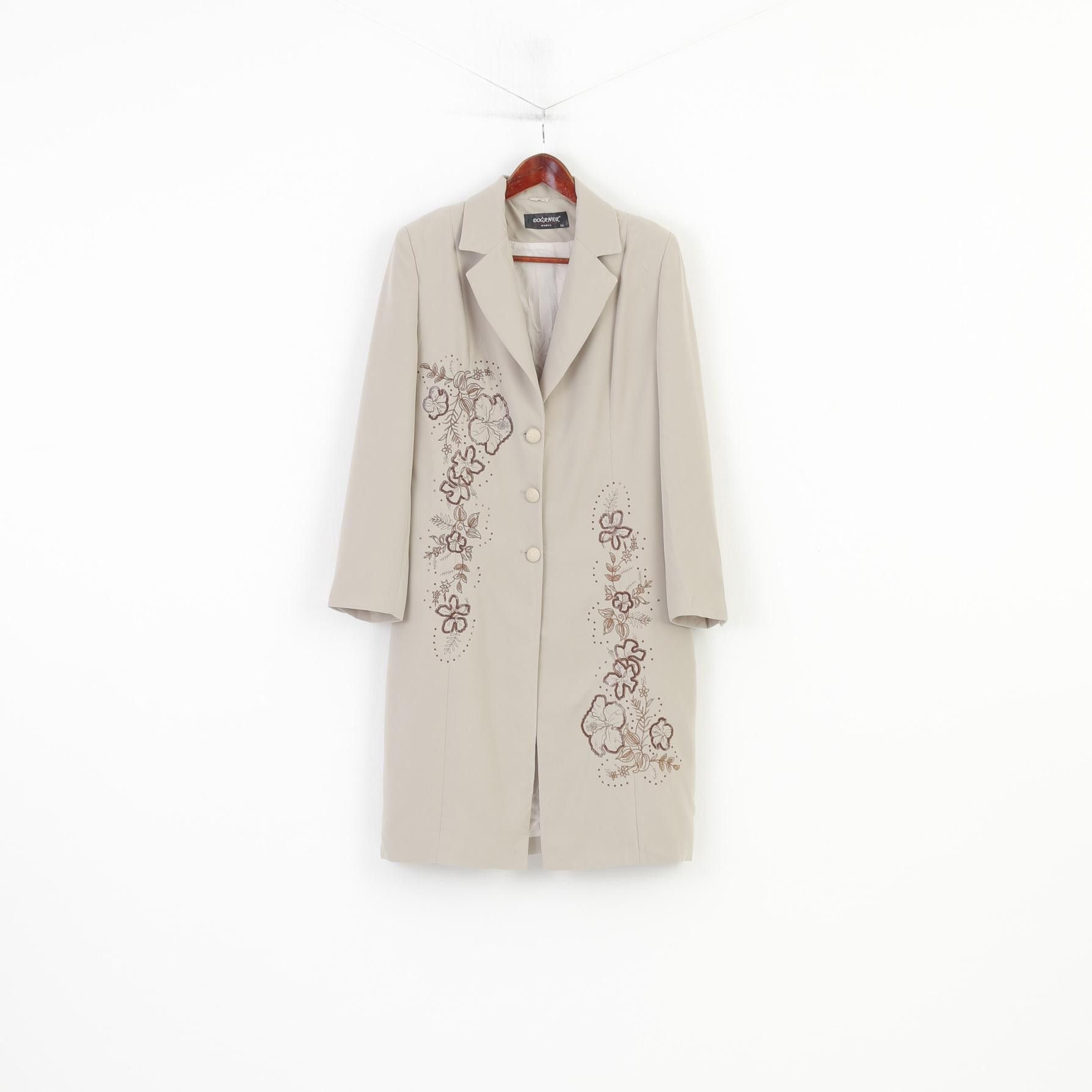 Vintage Doganer Women 44 L Coat Single Breasted Beige Shoulder 0786 Size L / US 10 / IT 46 - 1 Thumbnail
