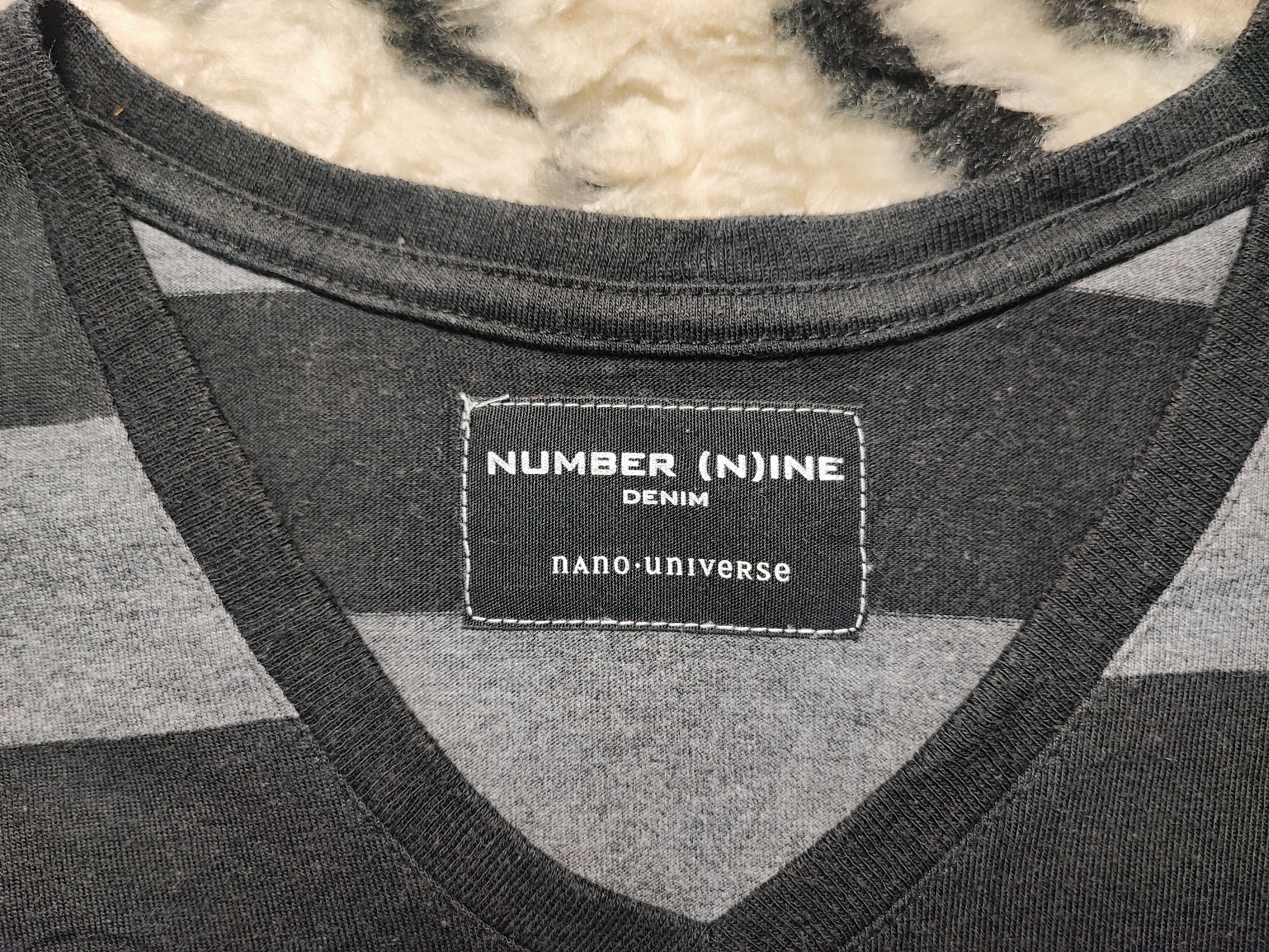 Number (N)ine Number (N)ine x Nano Universe Striped V-Neck Pocket Tee Size US XS / EU 42 / 0 - 8 Thumbnail