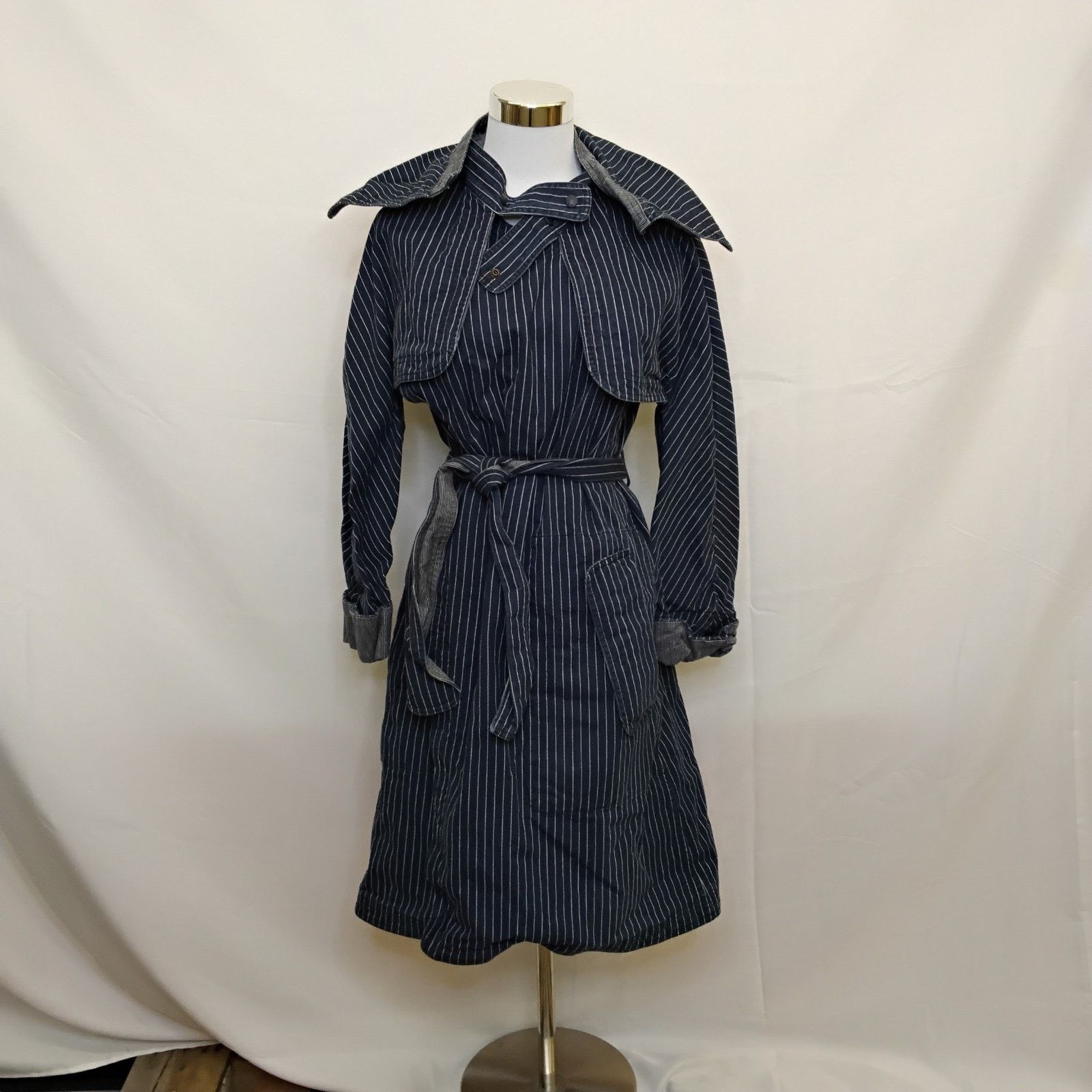 Chloe Chloé Belted Denim Trench Women's 34 (S) Blue Pinstripe Size XS / US 0-2 / IT 36-38 - 2 Thumbnail