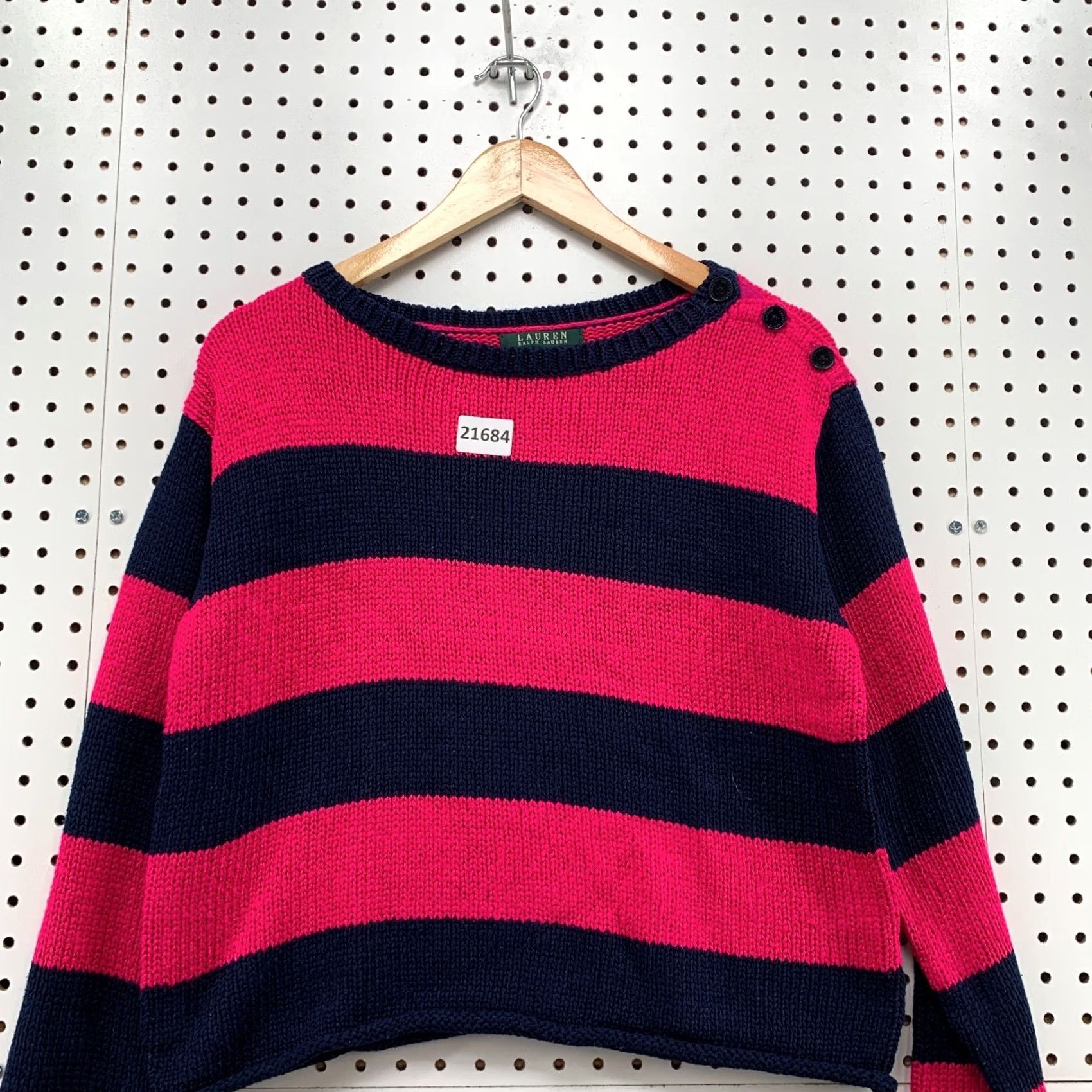 Ralph Lauren Lauren Ralph Lauren Knit Sweater Pink Blue Cropped Womens Large 20.5x21 Size L / US 10 / IT 46 - 5 Thumbnail