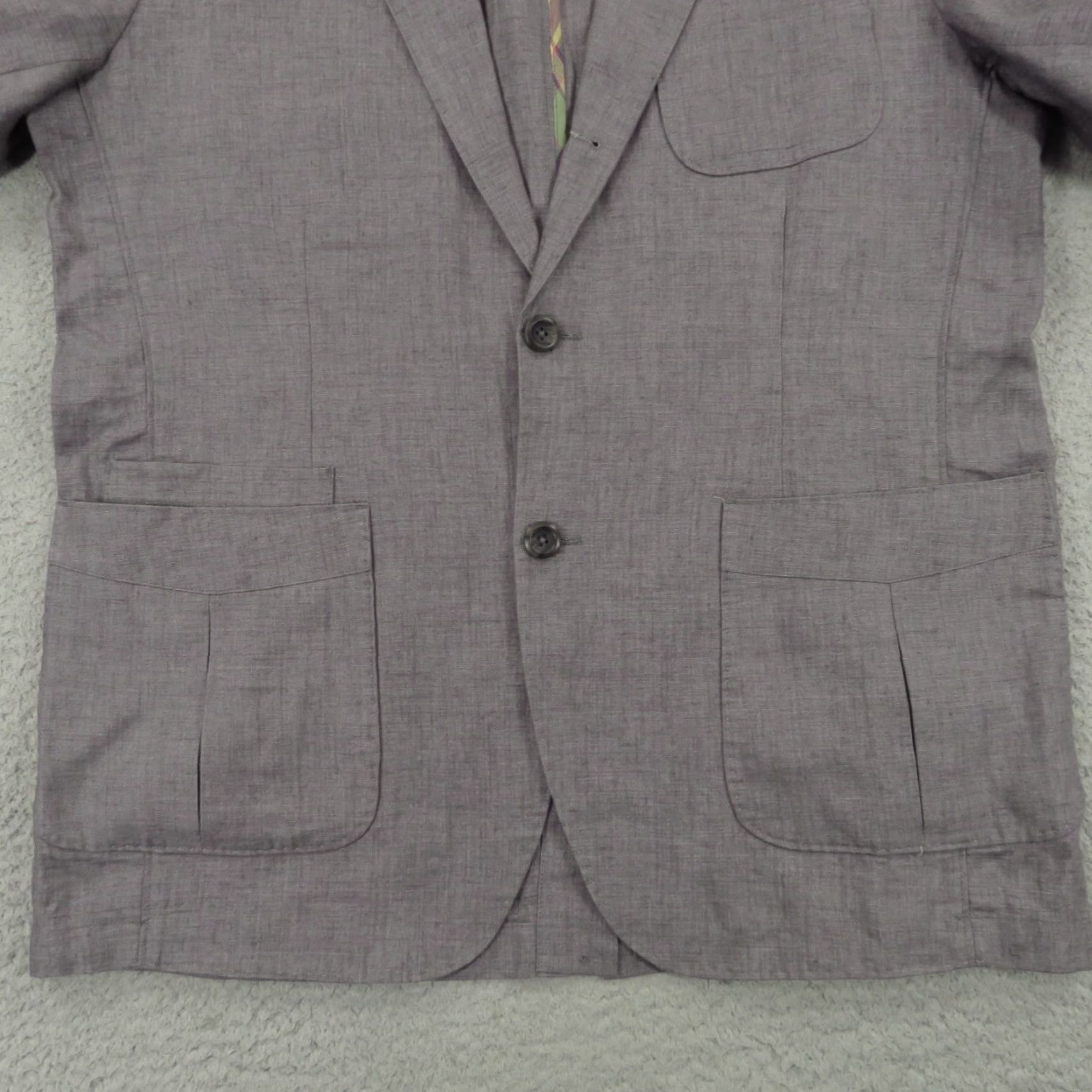 The Territory Ahead Territory Ahead Linen Blazer Mens 42R Medium Blue Solid Summer Size 40R - 2 Thumbnail