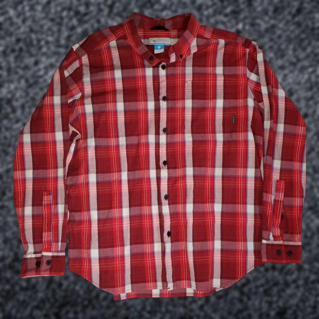 Vintage Columbia Mens Shirt XL Red Plaid Long Sleeve Button-Down Button-Up Collared Pocketed Regular Fit Casual Business Travel Workwear Outdoors Size US XL / EU 56 / 4 - 1 Thumbnail