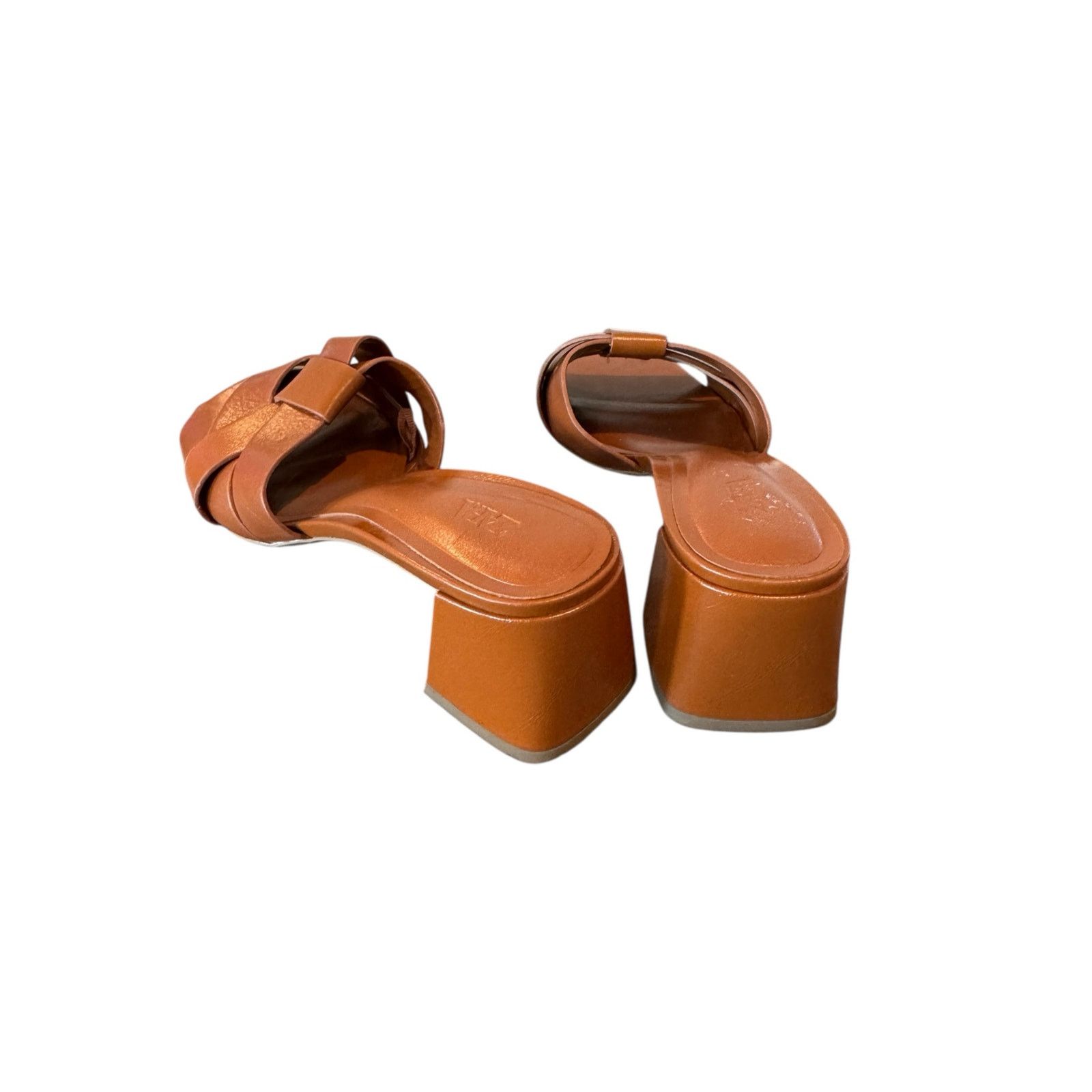Zara ZARA Brown Woven Strap Block Heel Sandals US 6 Square Toe Size US 6 / IT 36 - 7 Thumbnail