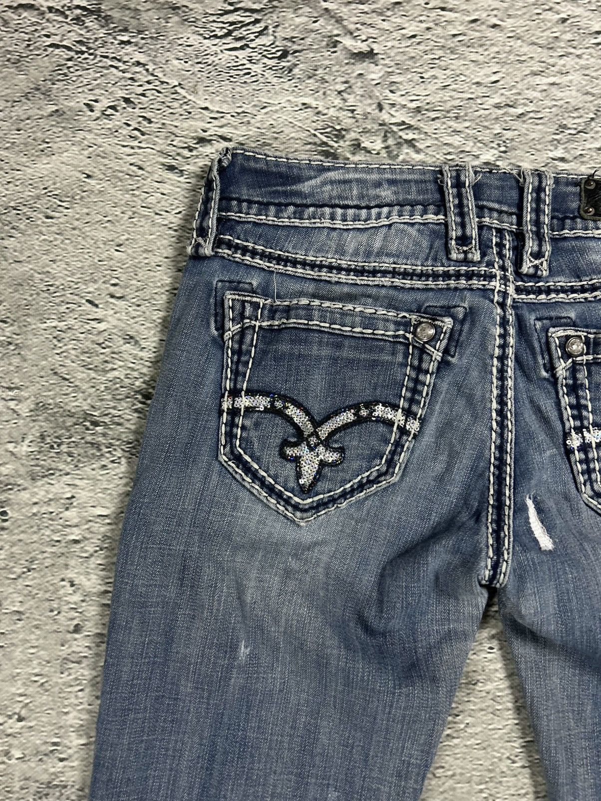 Rock Revival Rock Revival rhinestone glitter jeans Y2K flared denisa Size 29" - 3 Thumbnail