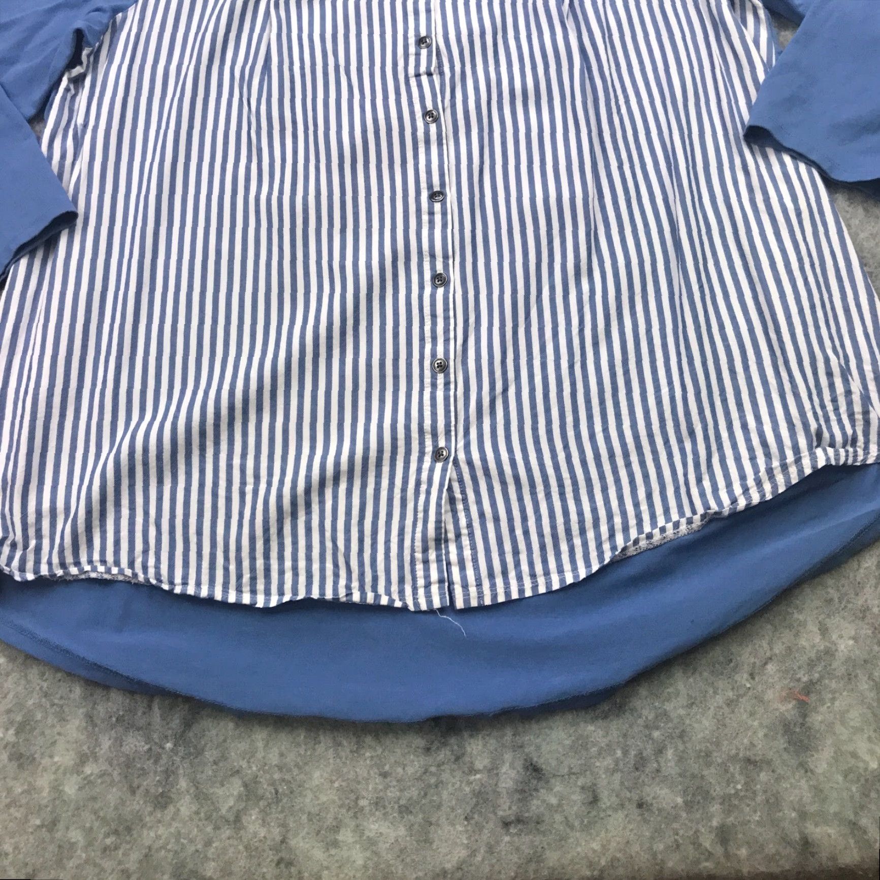 J. Jill J. Jill Shirt Womens M Blue Stripe Back Button Down V-Neck 3/4 Sleeve Cotton Blend Casual Shirt Nike Size M / US 6-8 / IT 42-44 - 7 Thumbnail