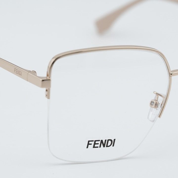Fendi Fendi FE50091U 028 Semi Rim Eyeglasses Gold 56mm Square Fram Size ONE SIZE - 2 Thumbnail