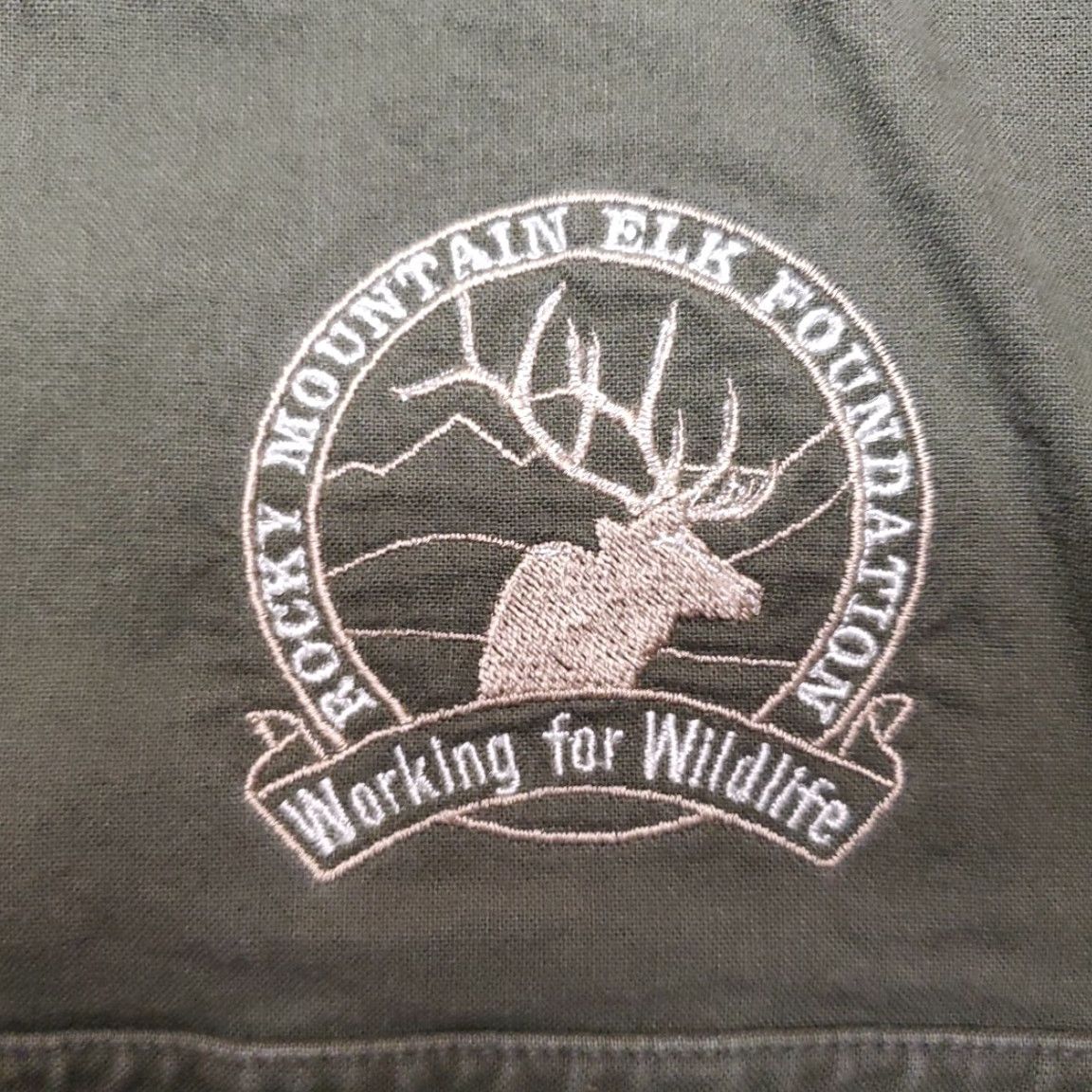 Vintage Rocky Mountain Elf Foundation Shirt Mens M Green Quilted Shoulder Shooting RMEF Size US M / EU 48-50 / 2 - 5 Thumbnail