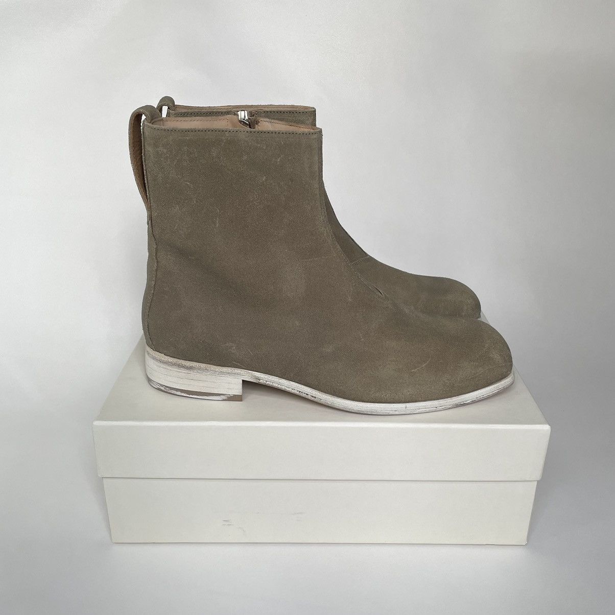 Our Legacy Sage Green Waxed Suede ‘Michaelis’ Boots Size US 13 / EU 46 - 18 Thumbnail