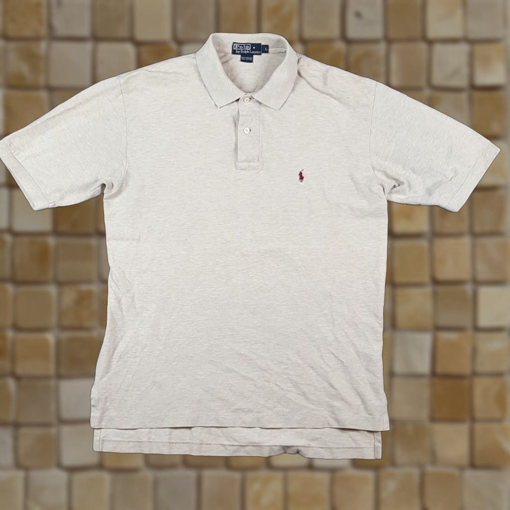 Polo Ralph Lauren Polo Ralph Lauren Oatmeal Preppy Pony Logo Men's Size L Collar Polo Dress Shirt Size 42R - 1 Thumbnail