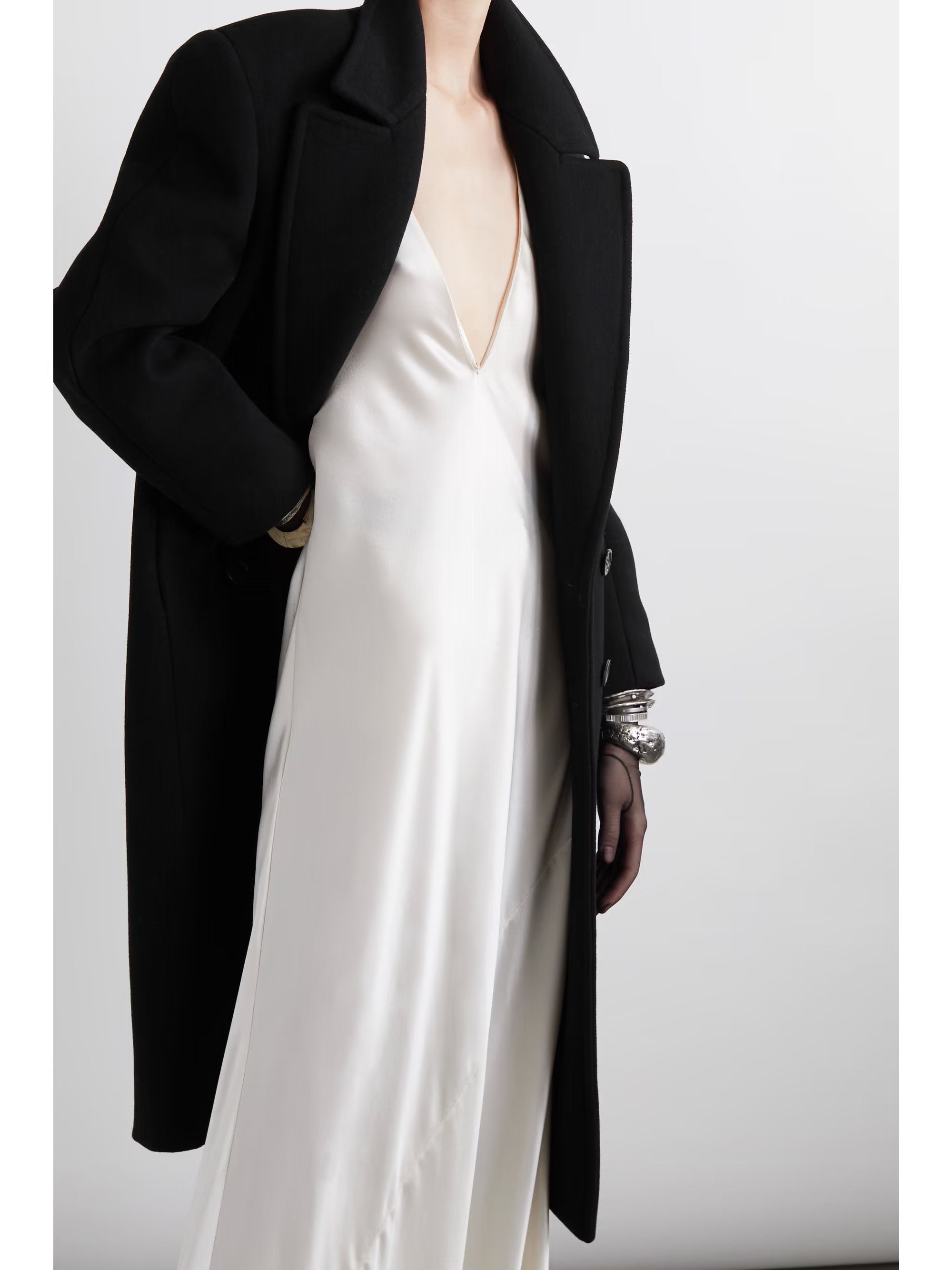 Saint Laurent Paris o1tp1o1224 Double Breasted Cashmere Felt Coat in Black Size XXL / US 16-18 / IT 52-54 - 3 Thumbnail