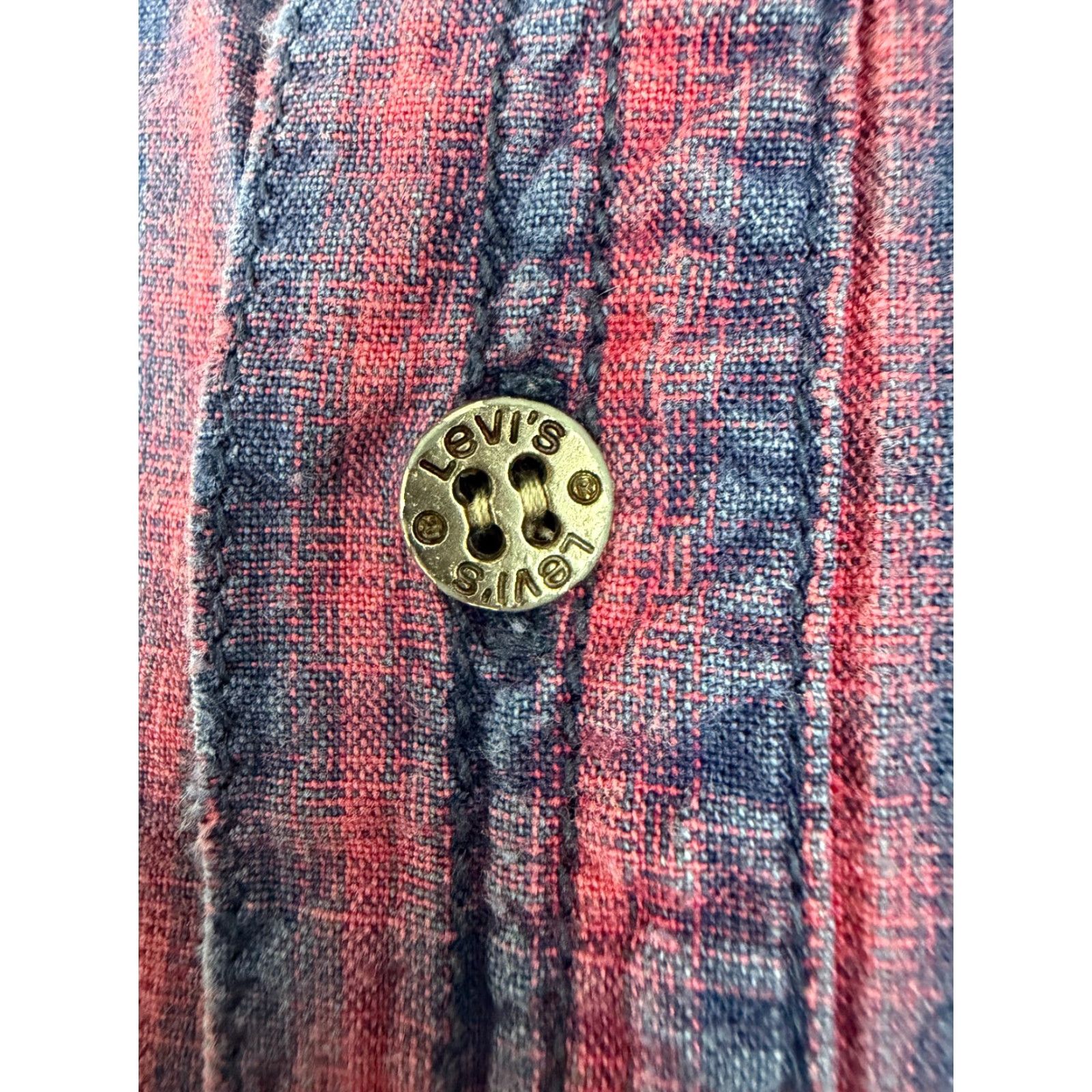 Levi's VINTAGE Levi's Work Shirt Men L Plaid 90s Distressed Button-Up Indigo Blue Cotton Long Sleeve Size US L / EU 52-54 / 3 - 6 Thumbnail