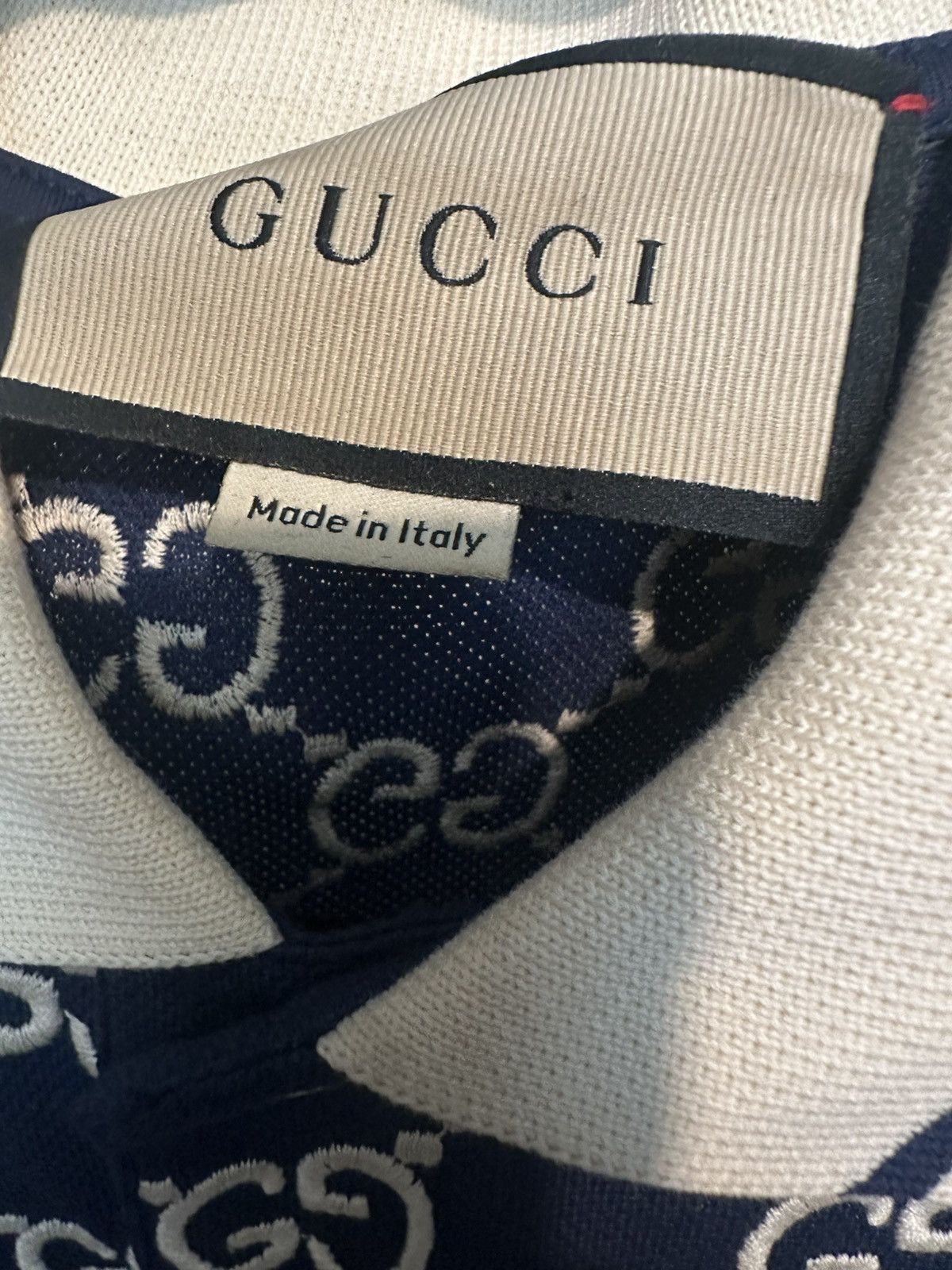 Gucci Gucci Navy GG Stretch Cotton Polo Size US L / EU 52-54 / 3 - 3 Thumbnail