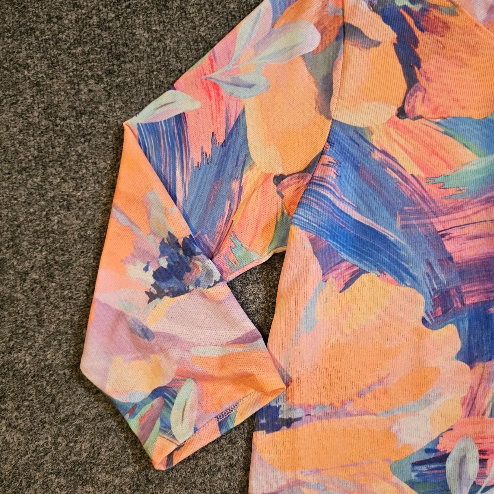 Soft Surroundings Soft Surroundings Shirt Medium Orange Floral 3/4 Sleeve V-Neck Art Casual Womens Size M / US 6-8 / IT 42-44 - 3 Thumbnail