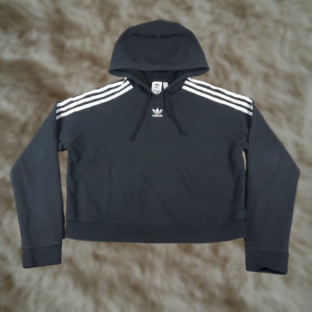 Adidas Adidas Pullover Hoodie Womens Small Black Cotton Blend Activewear Sweatshirt Size S / US 4 / IT 40 - 1 Thumbnail