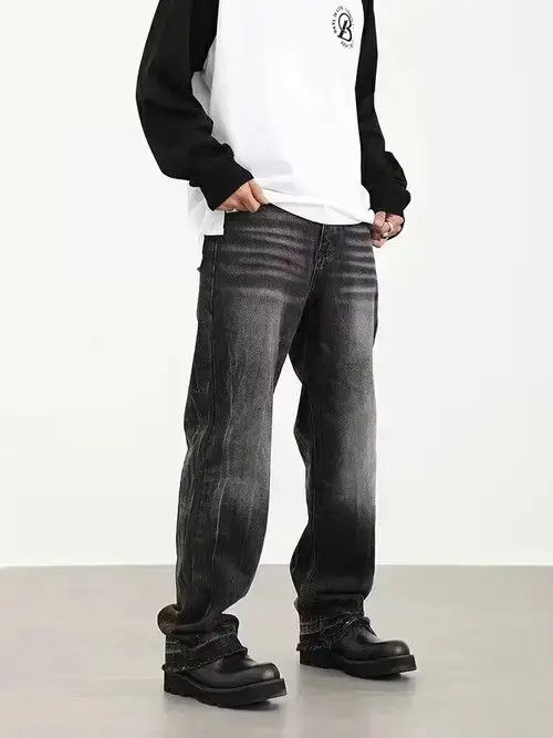 Designer × Jean vibe distressed washed faded jeans Size US 32 / EU 48 - 2 Thumbnail