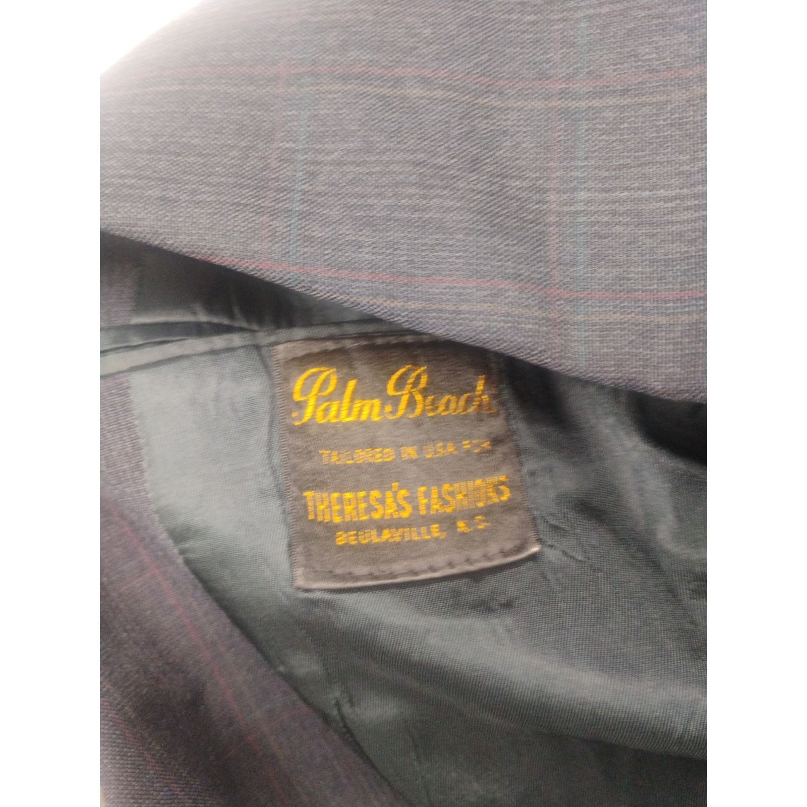 Other Palm Beach Mens Blazer Sport Coat 40R Navy Blue Windowpane Size 40R - 3 Thumbnail