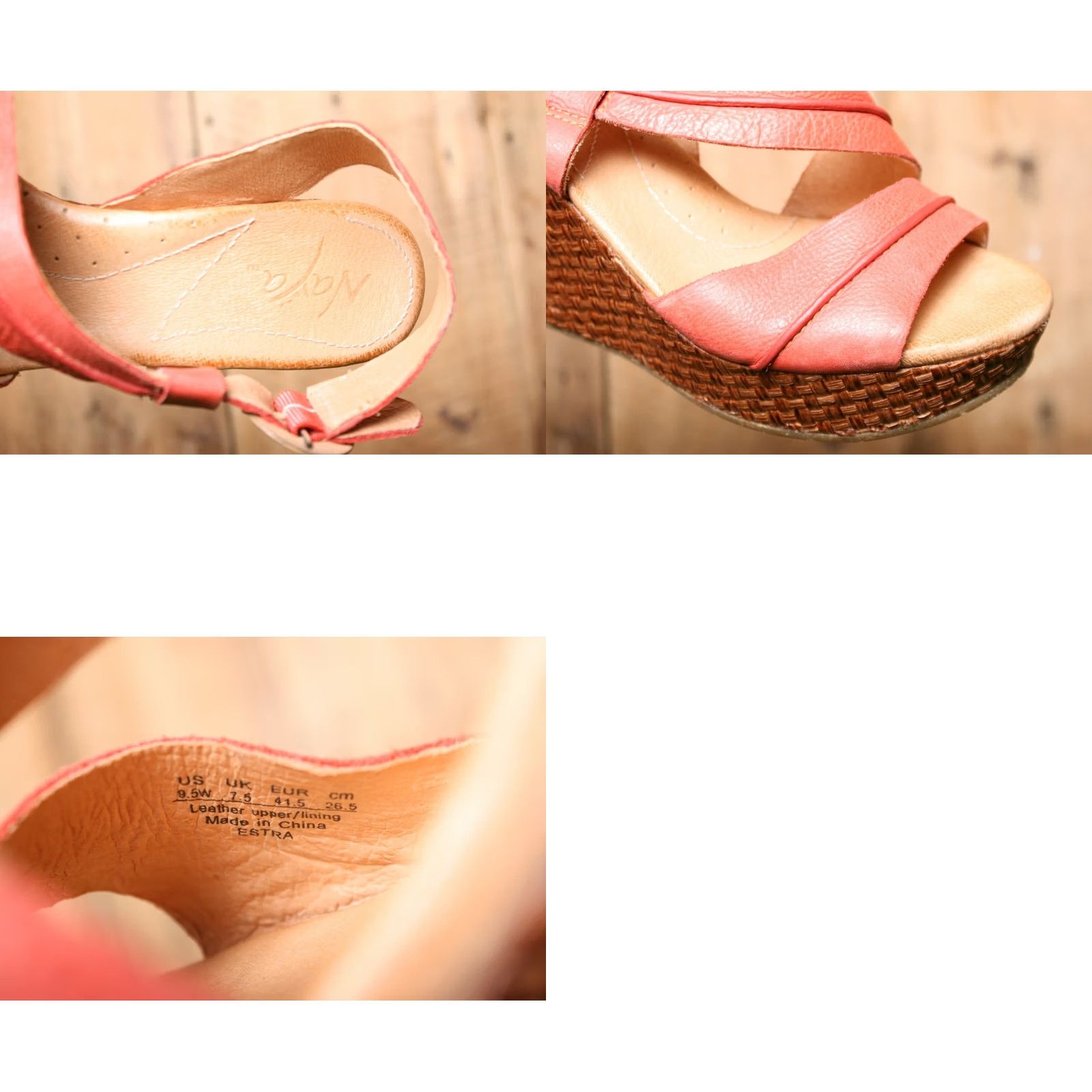 Vintage NAYA Estra Coral Leather Slingback 4.25" High Heel Platform Sandals Sz. 9.5 W Size US 10 / IT 40 - 8 Thumbnail