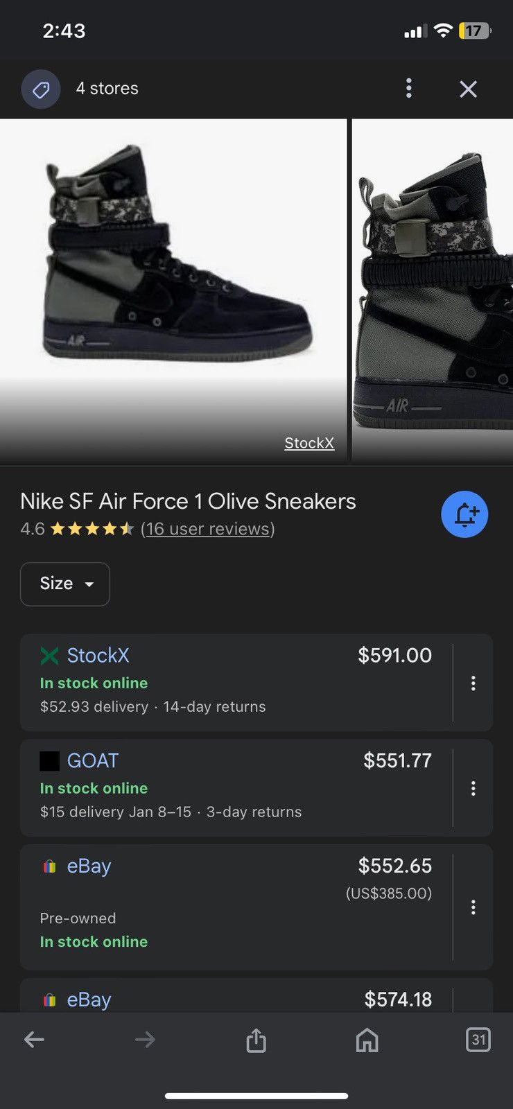 Nike Nike SF Air Force 1 Olive Size US 10.5 / EU 43-44 - 6 Thumbnail