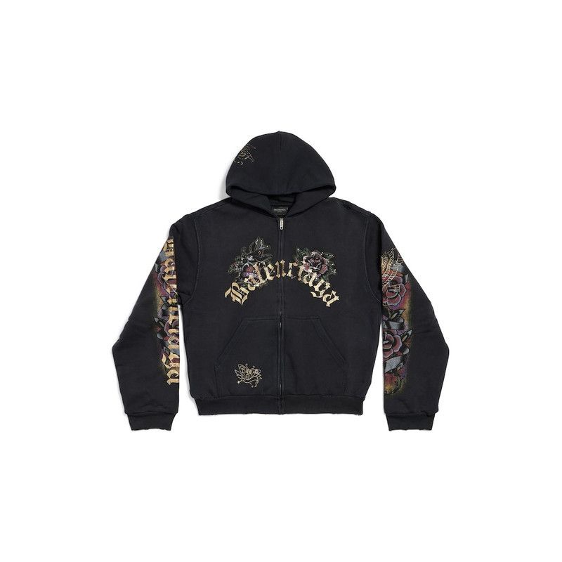 Balenciaga tacky tattoo zip-up hoodie small fit black faded Size US XL / EU 56 / 4 - 1 Preview
