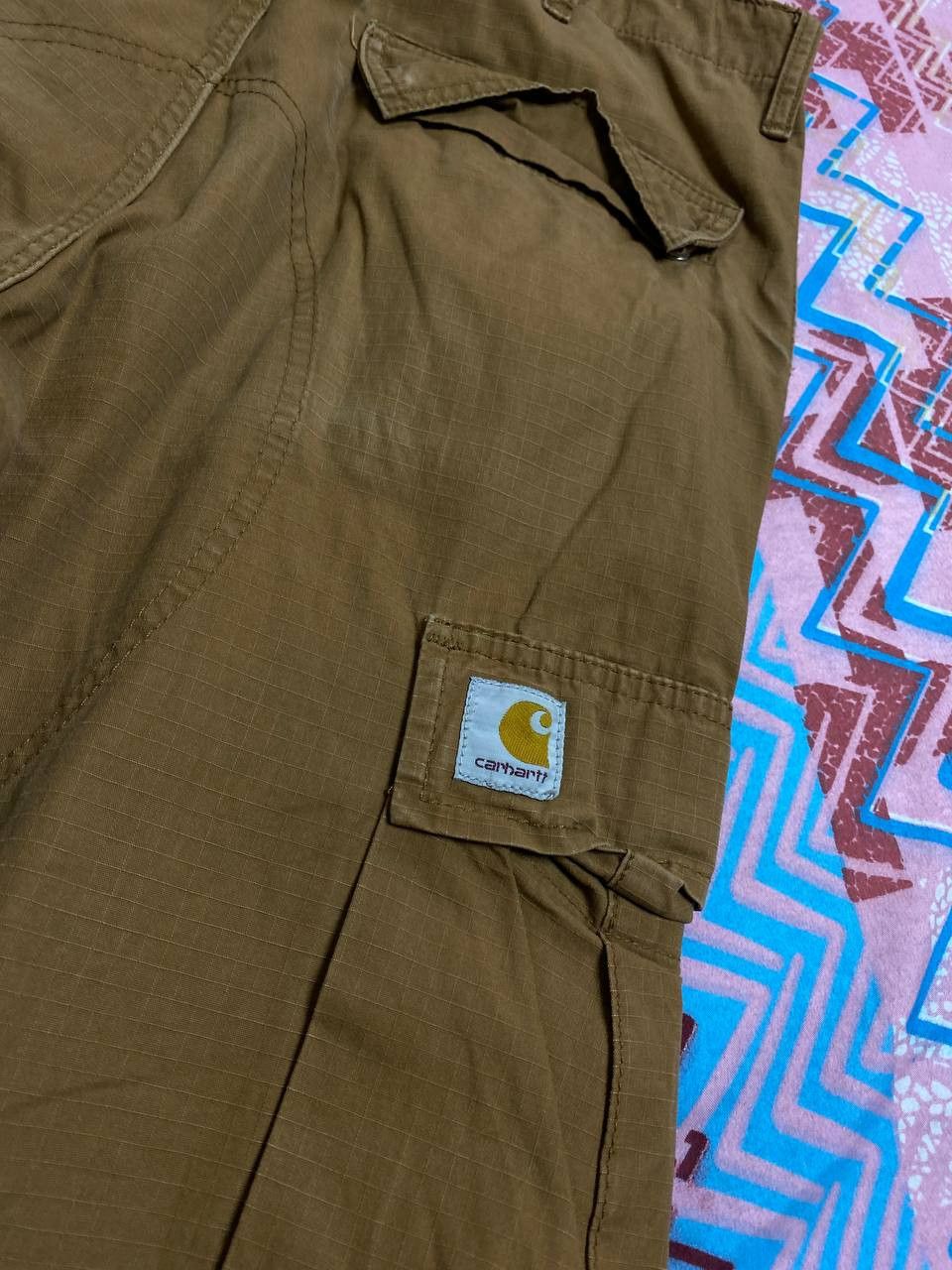 Carhartt × Japanese Brand Crazy Thrashed Carhartt Style Skater Jeans Baggy Skater Size US 31 - 4 Thumbnail
