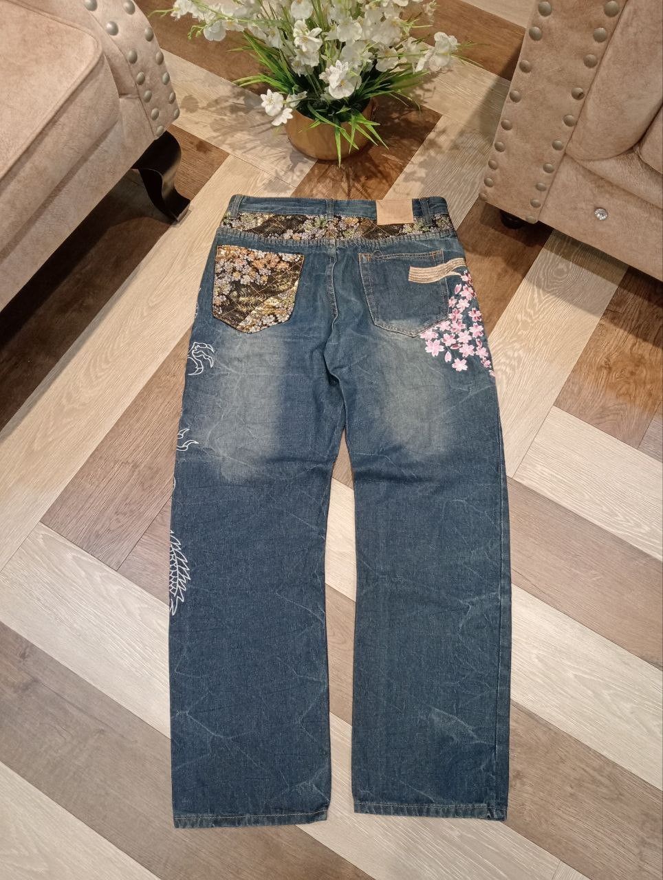 Japanese Brand HISHYOUHAKUREI ORIGINAL WAGARA DENIM SUKAJAN DRAGON PANTS Size US 32 / EU 48 - 10 Thumbnail