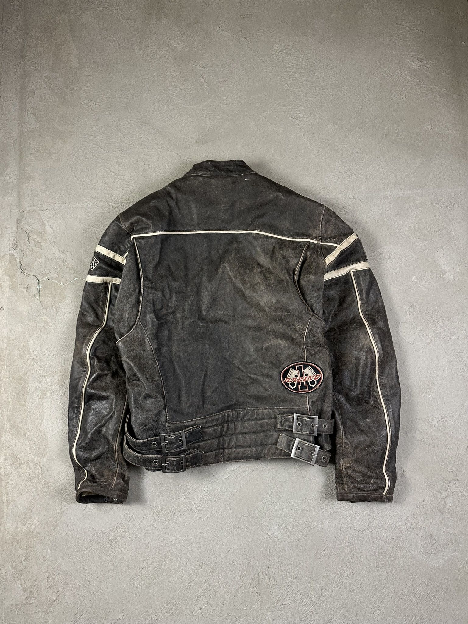 Vintage Vintage Leather Racing Patch Biker Boxy Jacket Size US XL / EU 56 / 4 - 11 Thumbnail