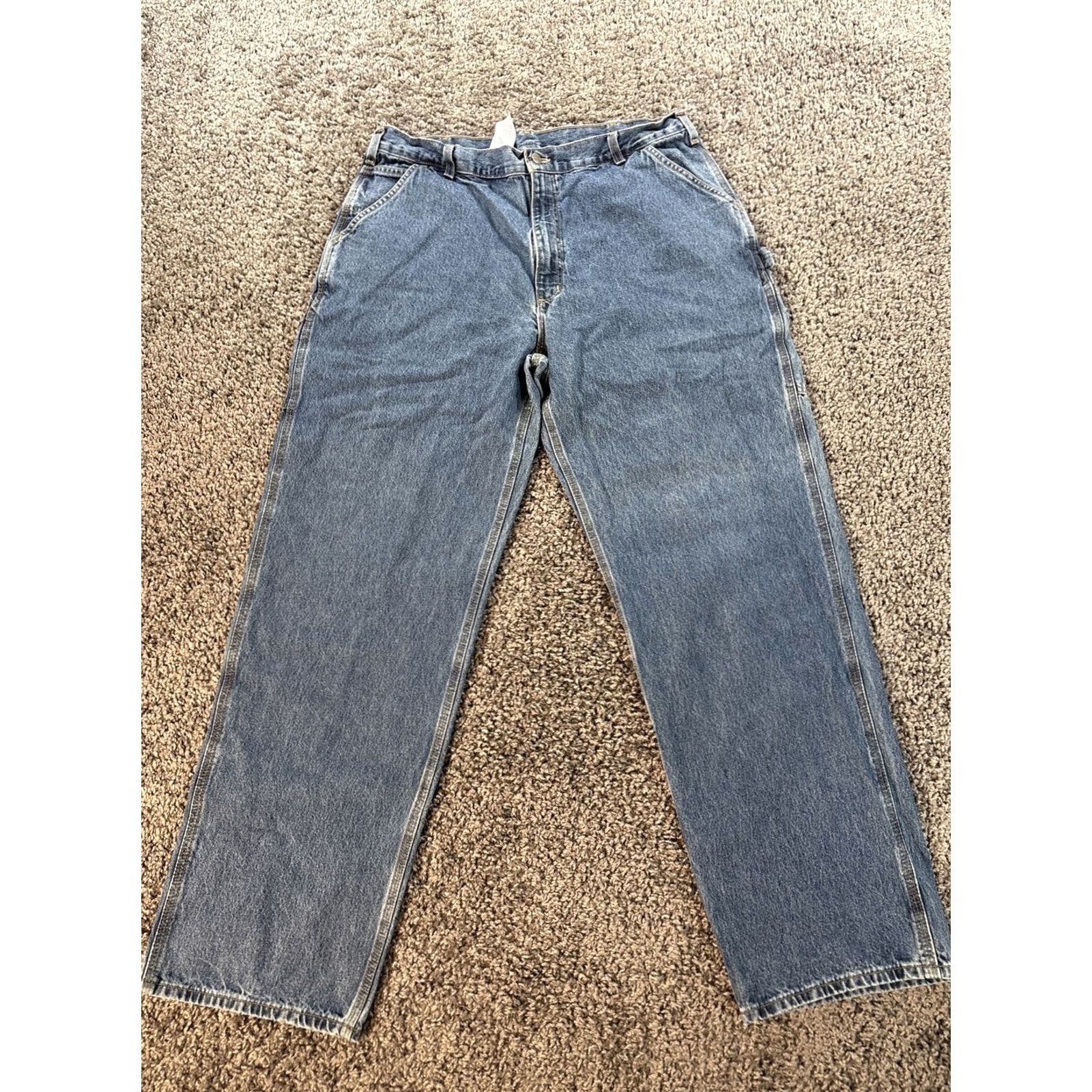 Carhartt VINTAGE Carhartt Jeans Mens 40x32 Relaxed Straight B13 DPS Workwear Utility Blue Cotton Denim Pockets Mens Size US 40 / EU 56 - 2 Thumbnail