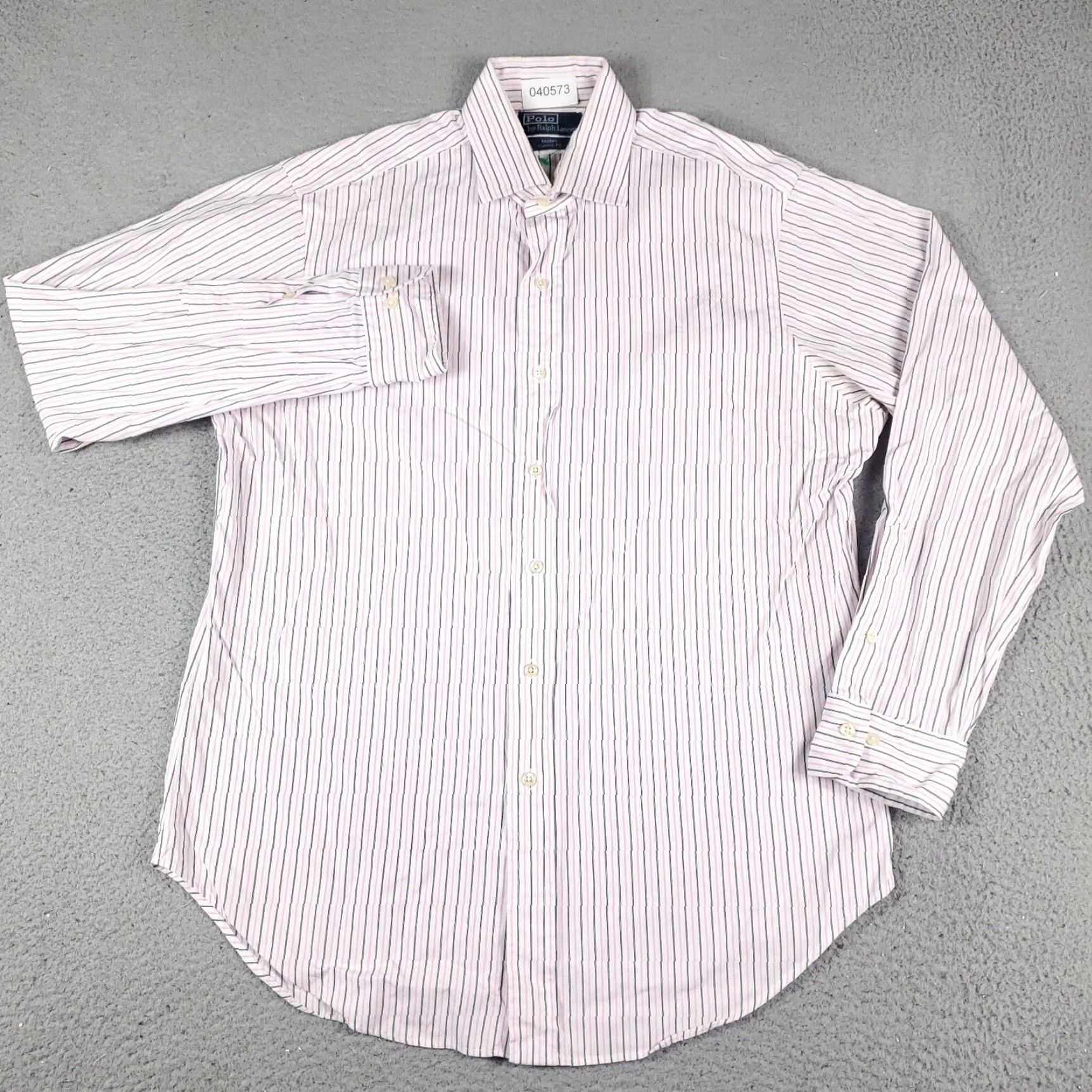 Ralph Lauren Ralph Lauren Shirt Mens 16 Pink White Striped Dress Button Up Long Sleeve Non-Iron Pockets 100% Cotton Casual Workwear Mens Size 42R - 2 Thumbnail
