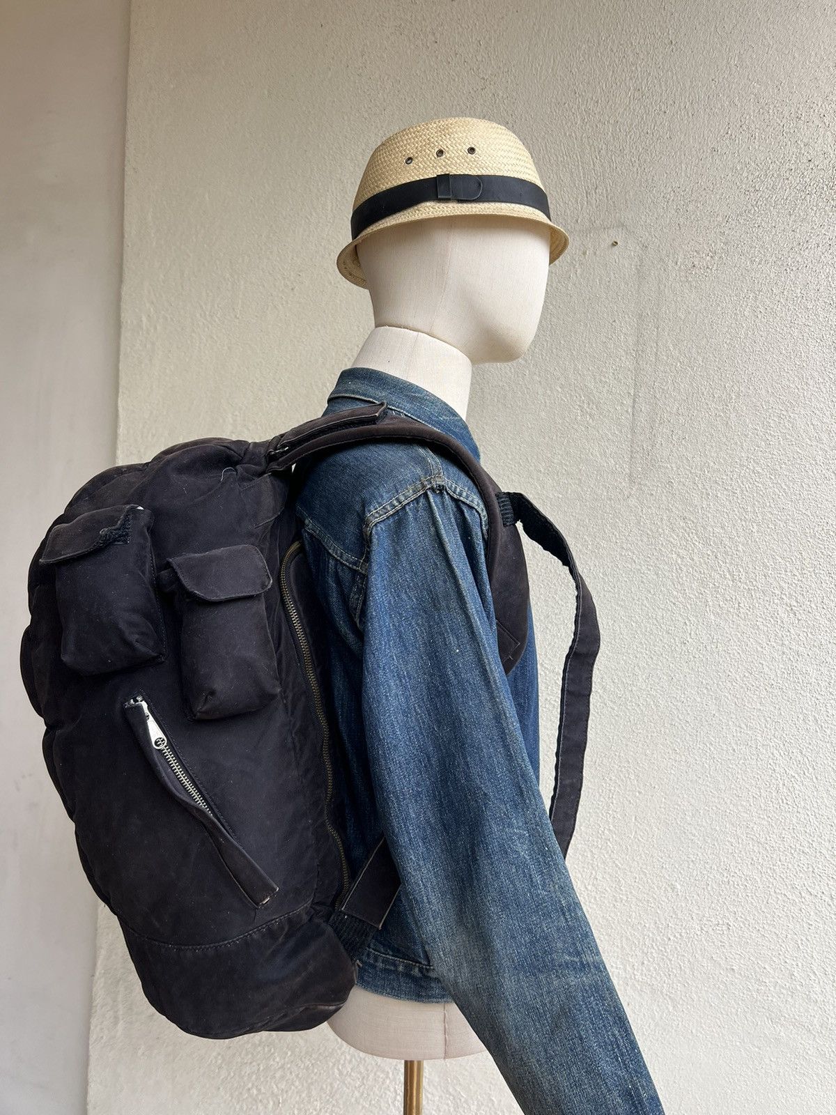 Vintage LORINZA Japan Sun Faded Black Puffer Backpack Size ONE SIZE - 4 Thumbnail