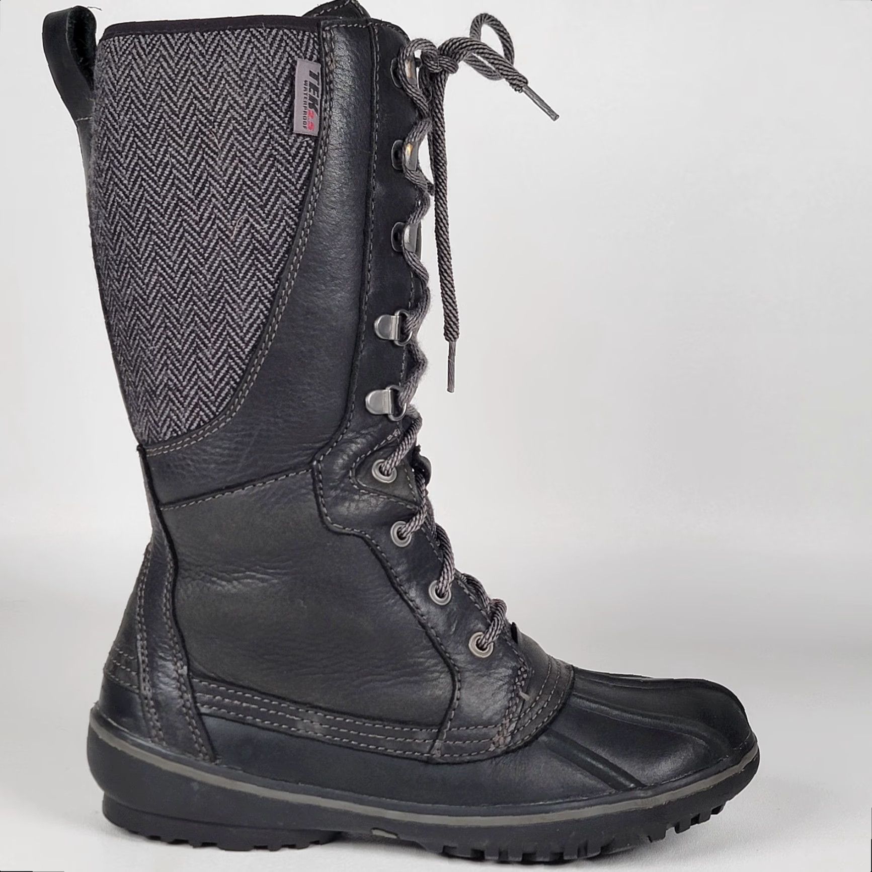 Vintage L.L.Bean Bar Harbor Waterproof Tall Snow/Rain Boot Women's 6M Black/ Grey Mid-Calf Leather/ Fabric/ Rubber Rubber Outsole Waterproof Casual Size US 6 / IT 36 - 3 Thumbnail