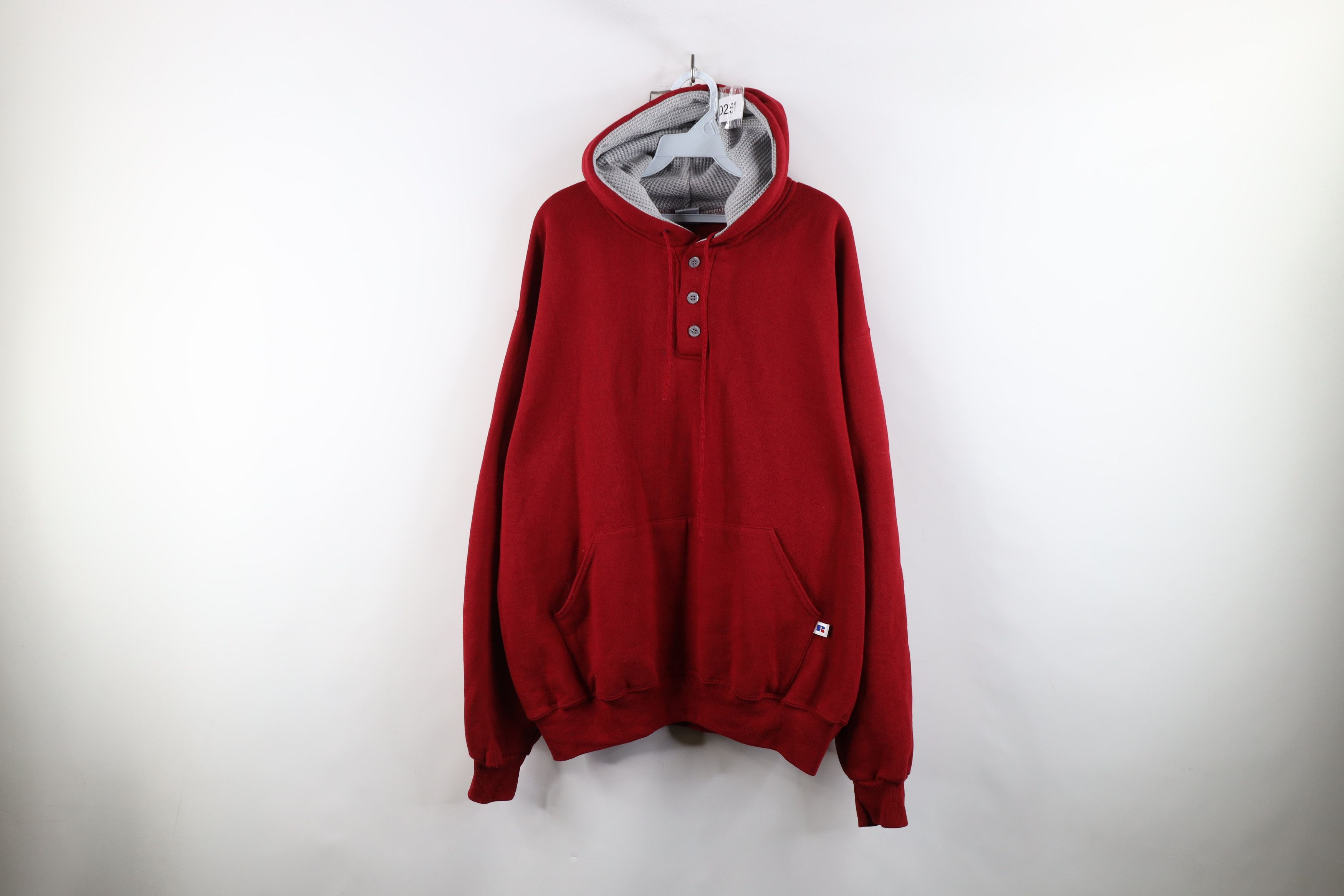 Russell Athletic × Vintage Vintage 90s Russell Athletic Henley Hoodie Sweatshirt USA Size US XL / EU 56 / 4 - 1 Thumbnail