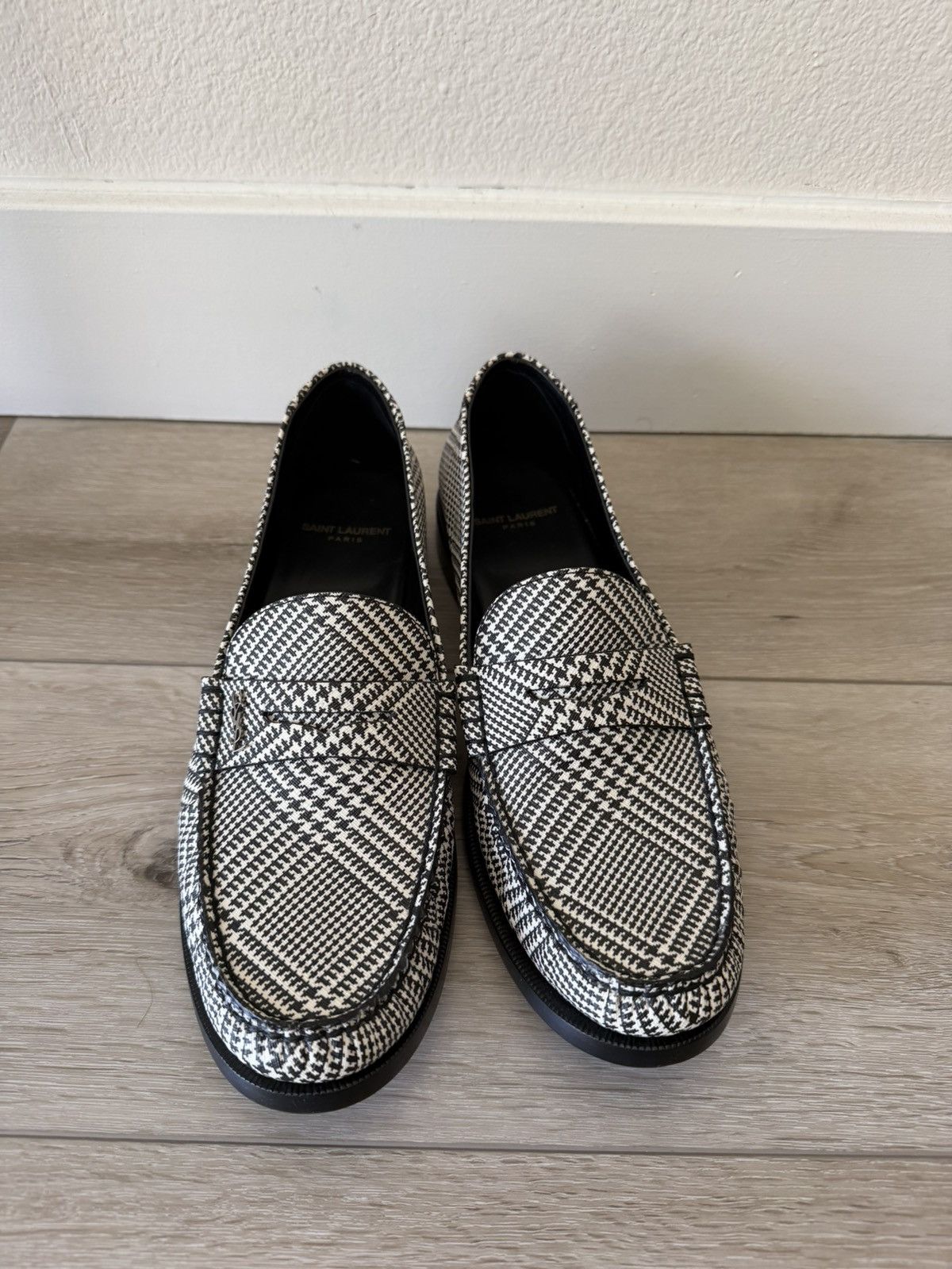Saint Laurent Paris Houndstooth Leather Loafers 42 Size US 9 / EU 42 - 2 Thumbnail