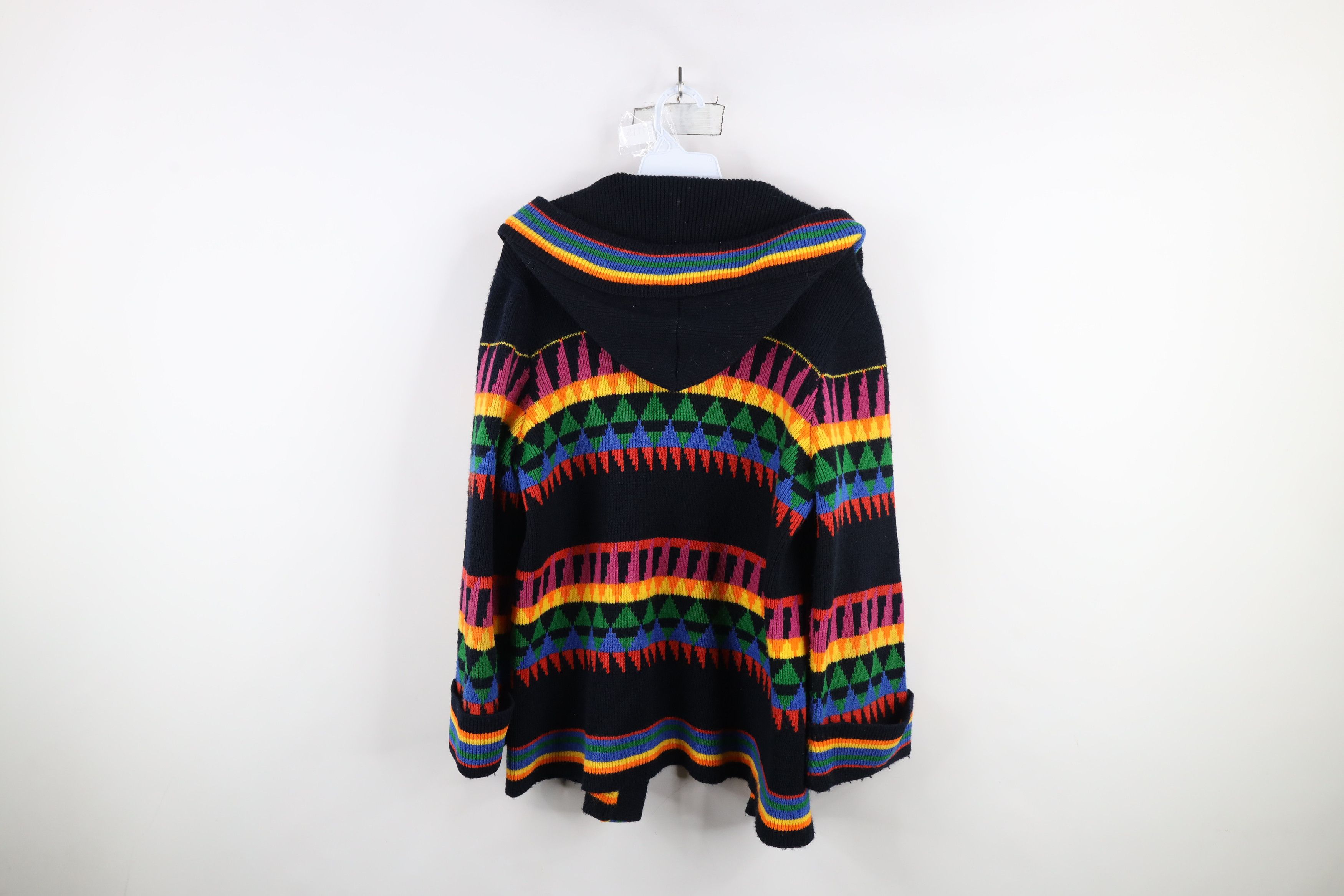 Vintage Vintage 70s Boho Chic Striped Geometric Hooded Sweater Size M / US 6-8 / IT 42-44 - 9 Thumbnail