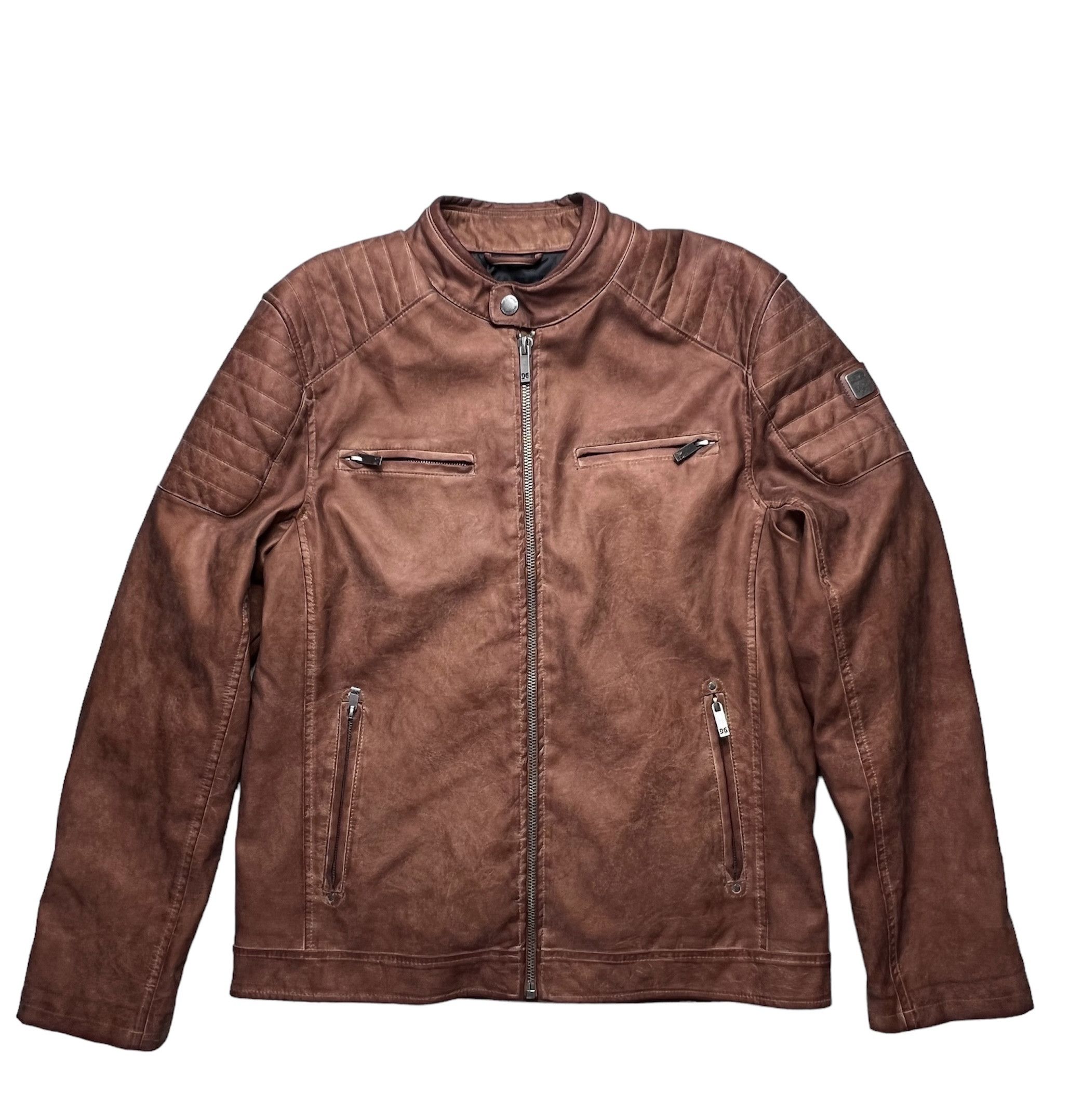 image of Brown Vintage Y2K Leather Jacket, Men's (Size XL)