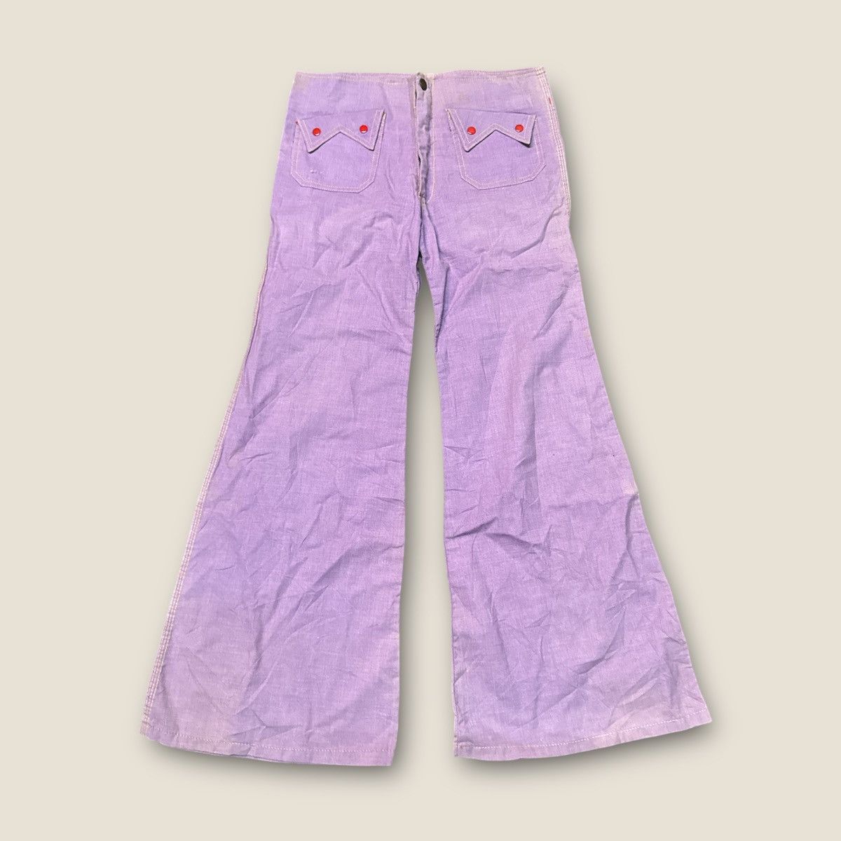 Vintage VINTAGE 60/70’s CORN POPPER CHAMBRAY PANTS Size 30" / US 8 / IT 44 - 1 Thumbnail