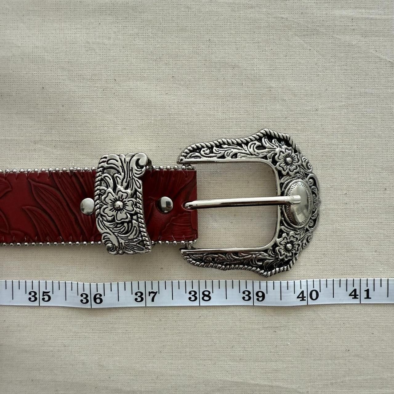 Cowboy Equipment y2k style red american western floral design belt Size ONE SIZE - 2 Thumbnail