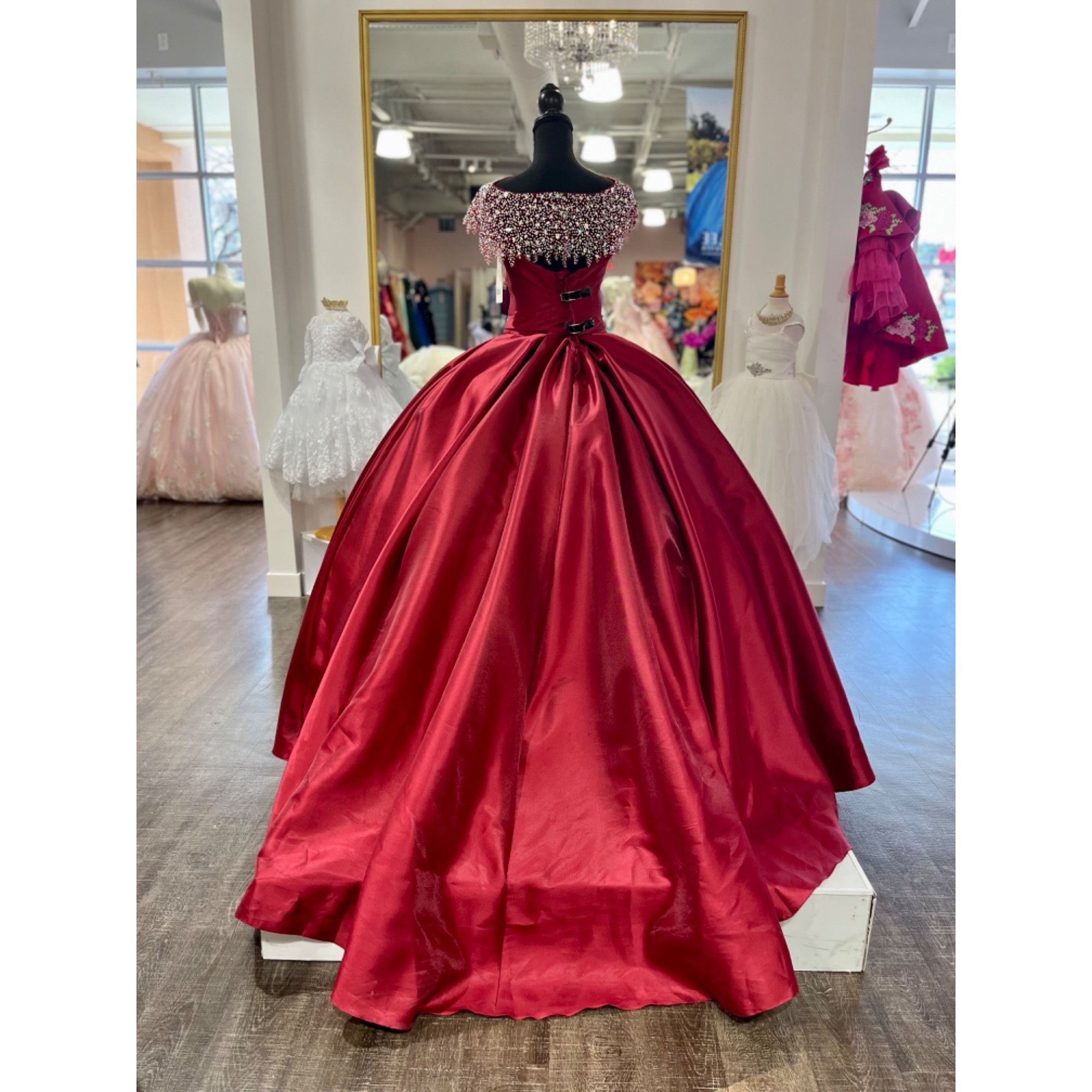 Other House of Wu Lace-up Ballgown 12 Wine Mikado Fabric Size XL / US 12-14 / IT 48-50 - 5 Thumbnail