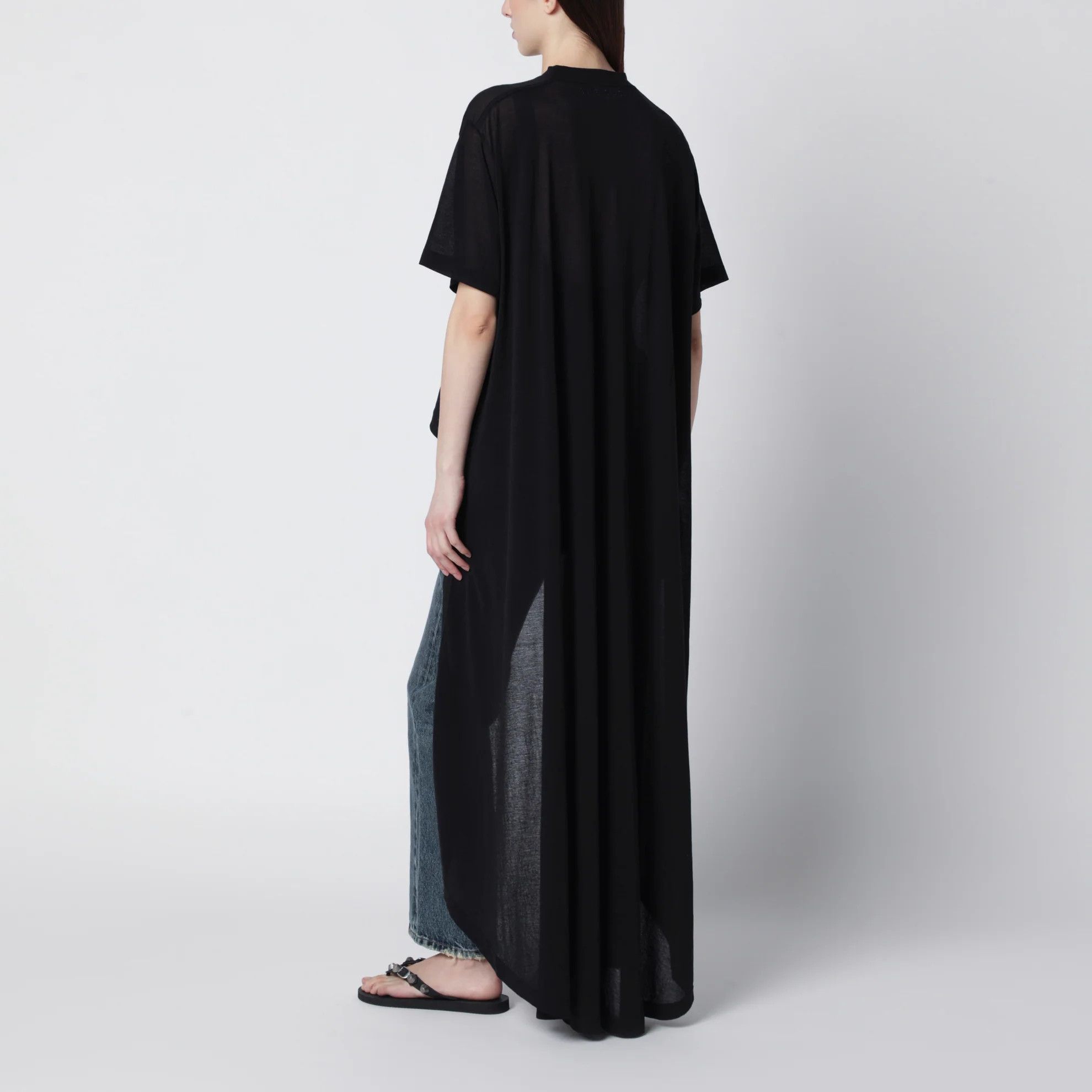 Balenciaga o1d2blof0426 Maxi Train T-Shirt Cotton Jersey in Black Size M / US 6-8 / IT 42-44 - 3 Thumbnail