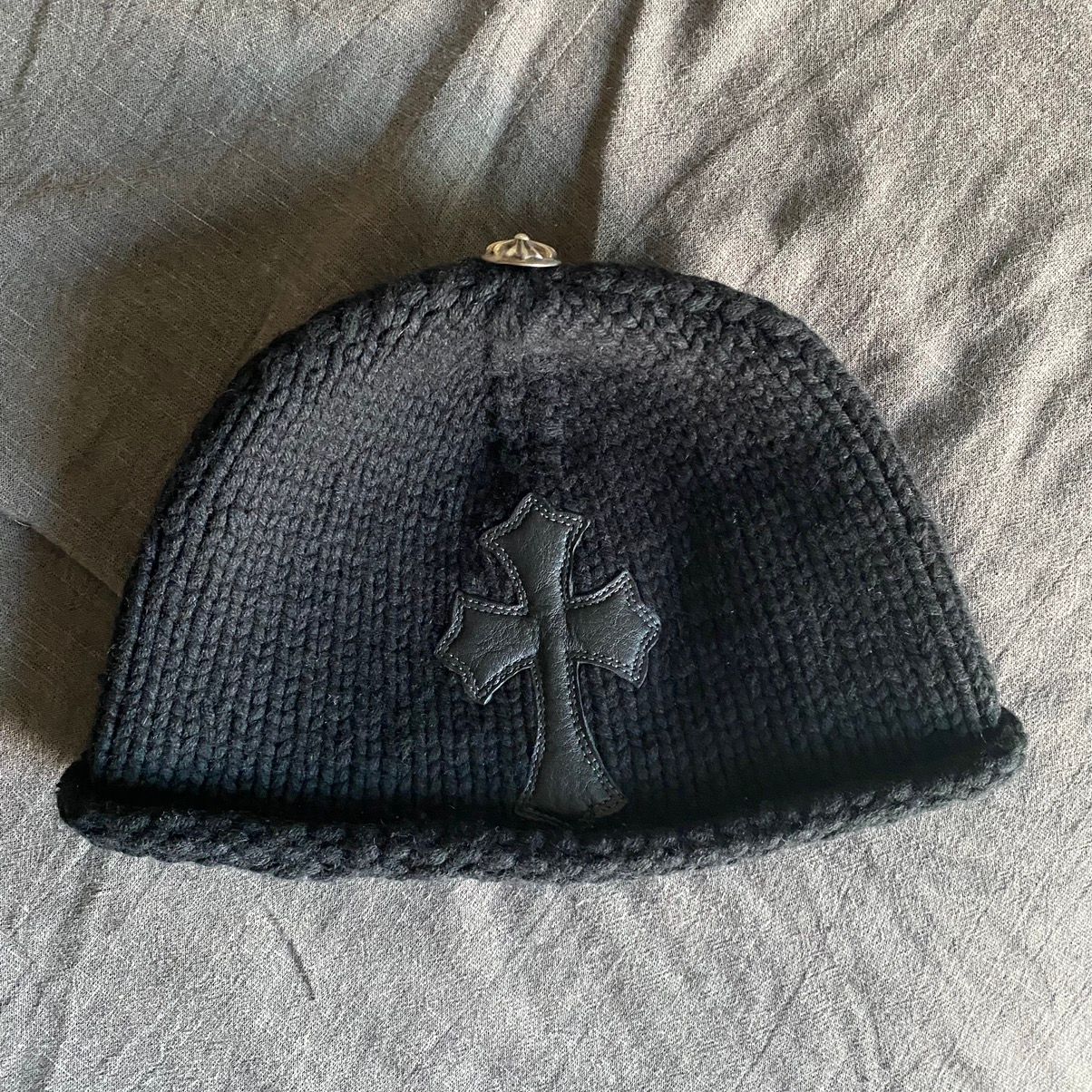 Pre-owned Chrome Hearts Black Cashmere Cross Patch Beanie