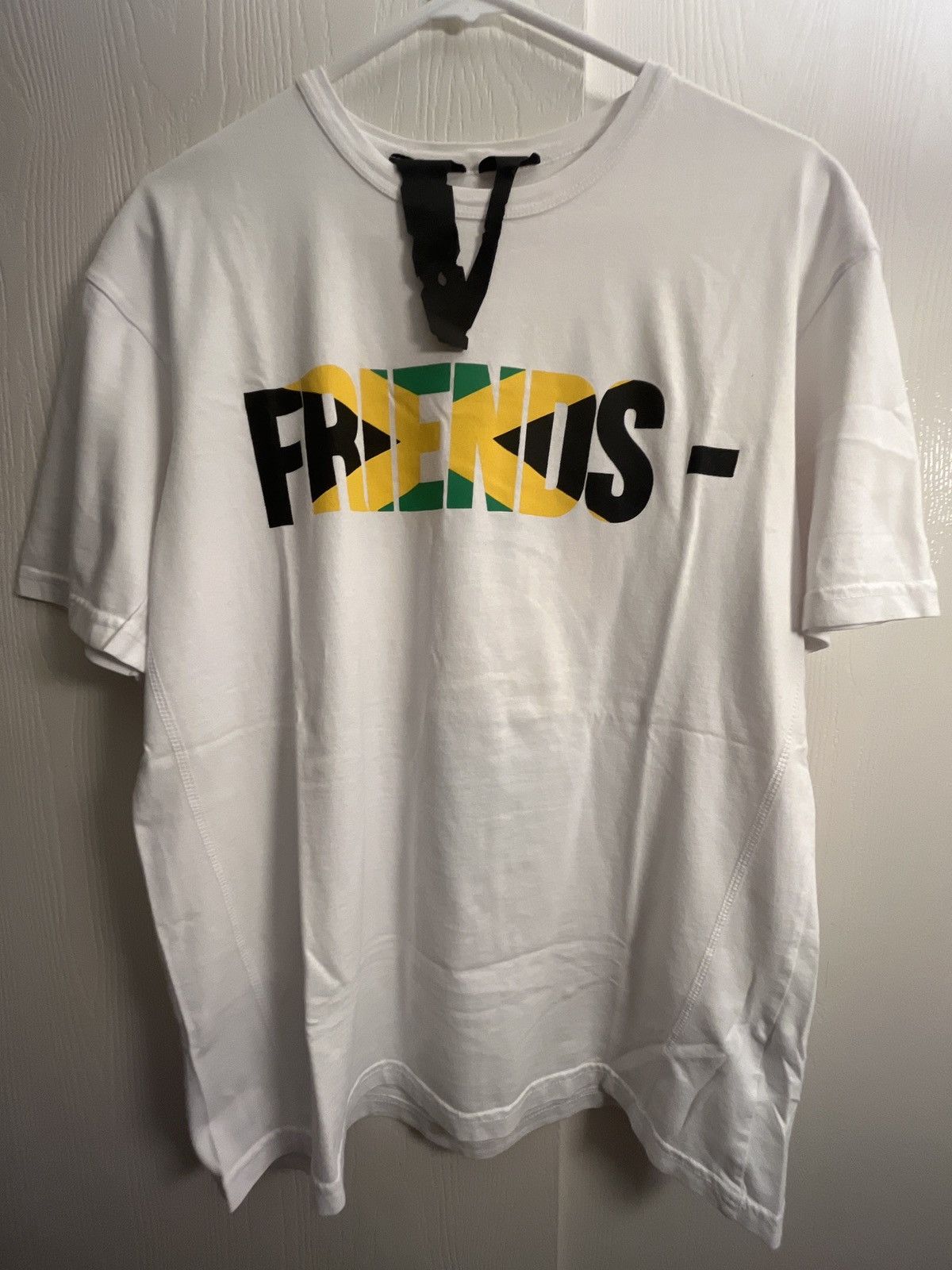 Image of Vlone Jamaica Friends T Shirt in White, Men's (Size Small)