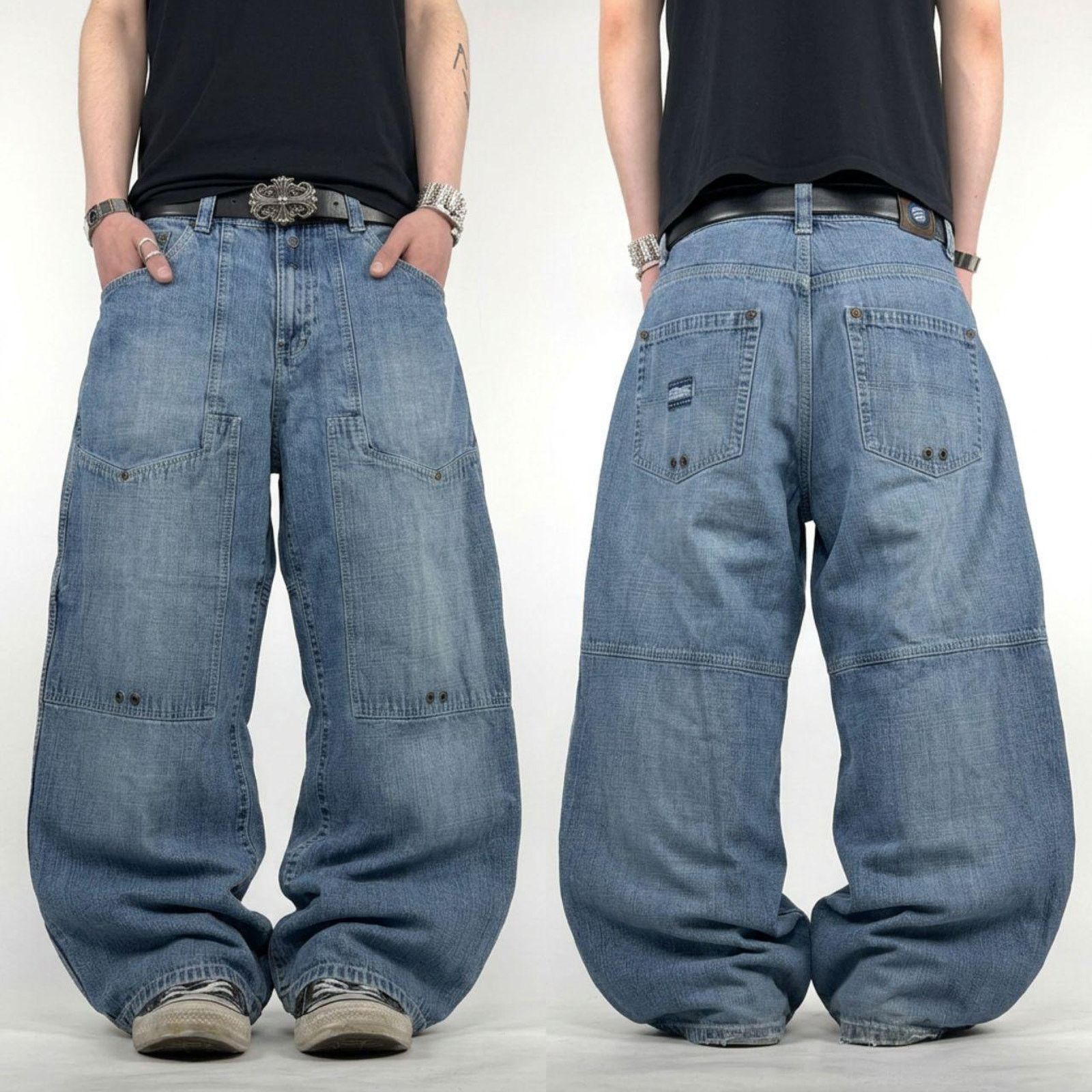 Enyce × Japanese Brand × Vintage Vintage y2k grunge faded archive baggy wide leg skater jeans Size US 32 / EU 48 - 1 Thumbnail