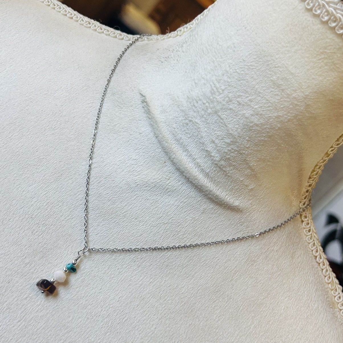 Handmade Handcrafted tigers eye turquoise opalescent crystal set Size ONE SIZE - 4 Thumbnail